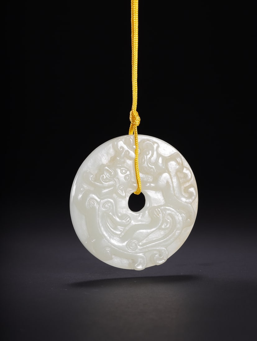 An Exquisite White Jade Dragon Pattern Pendant (1 of 9)