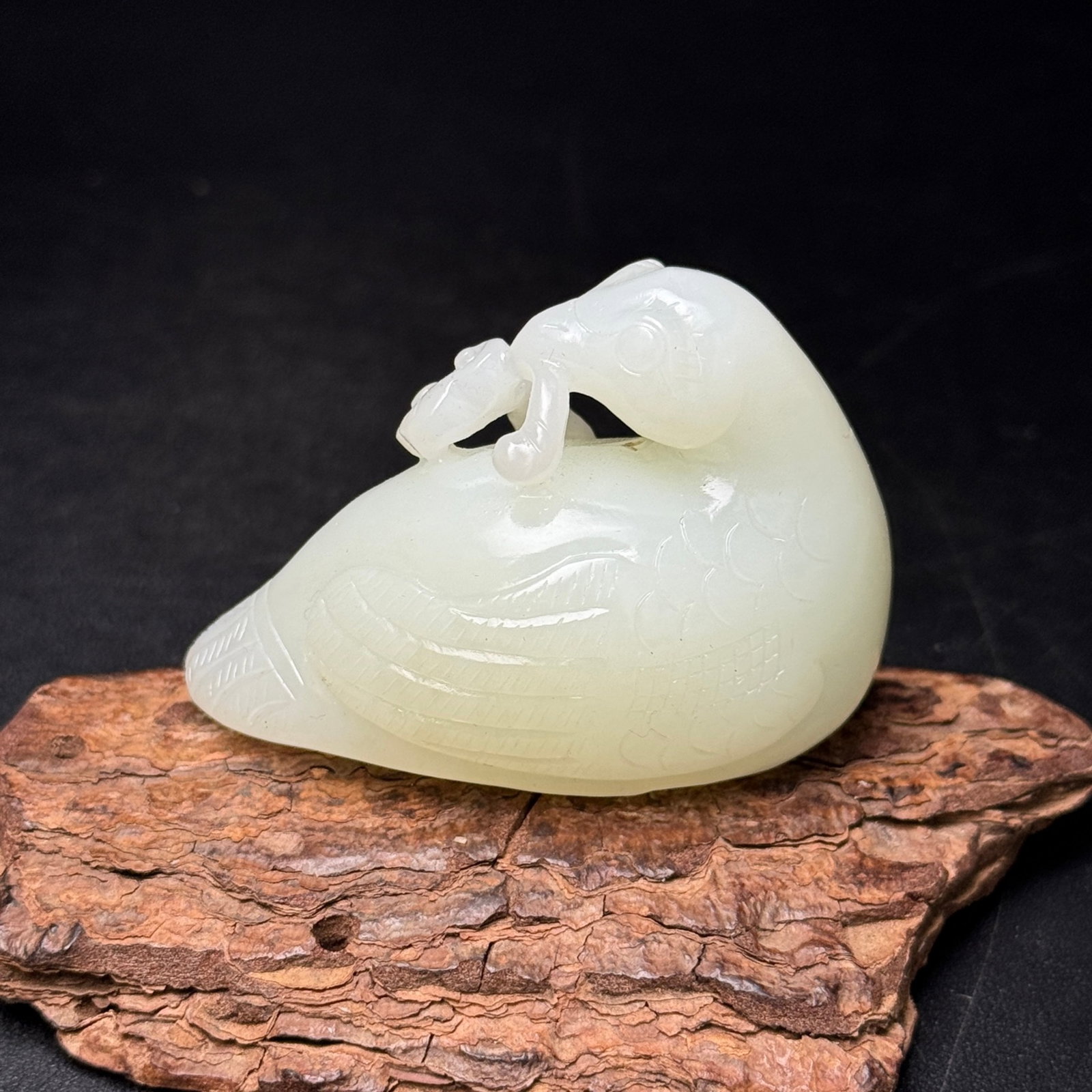 An Exquisite White Jade Goose Ornament: An Exquisite White Jade Goose Ornament,Qing Dynasty,China,Size:2.2inx1.6inx1.1in,Weight:77g 白玉鹅摆件,中国清代