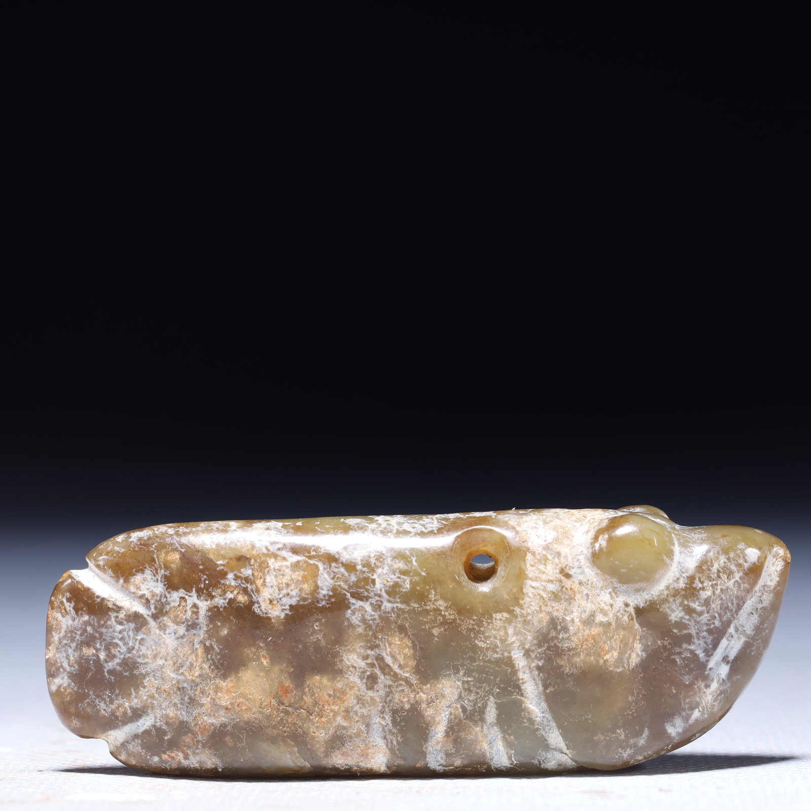 An Archaic Hongshan Culture Greenish Jade Fish Pendant (1 of 5)