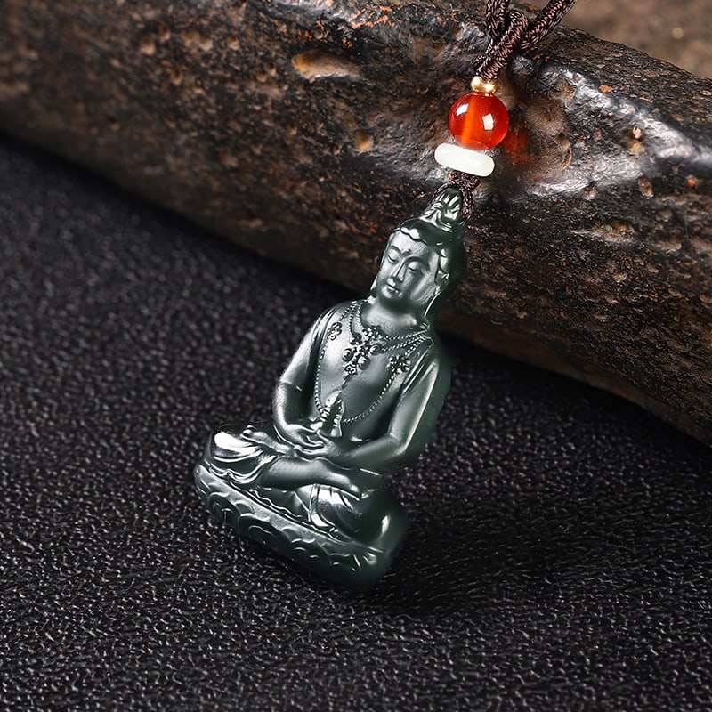 An Exquisite Cyan jade Statue of Sakyamuni Pendant: An Exquisite Cyan jade Statue of Sakyamuni Pendant,Size:1.7inx1inx0.3in 青玉如来像挂件