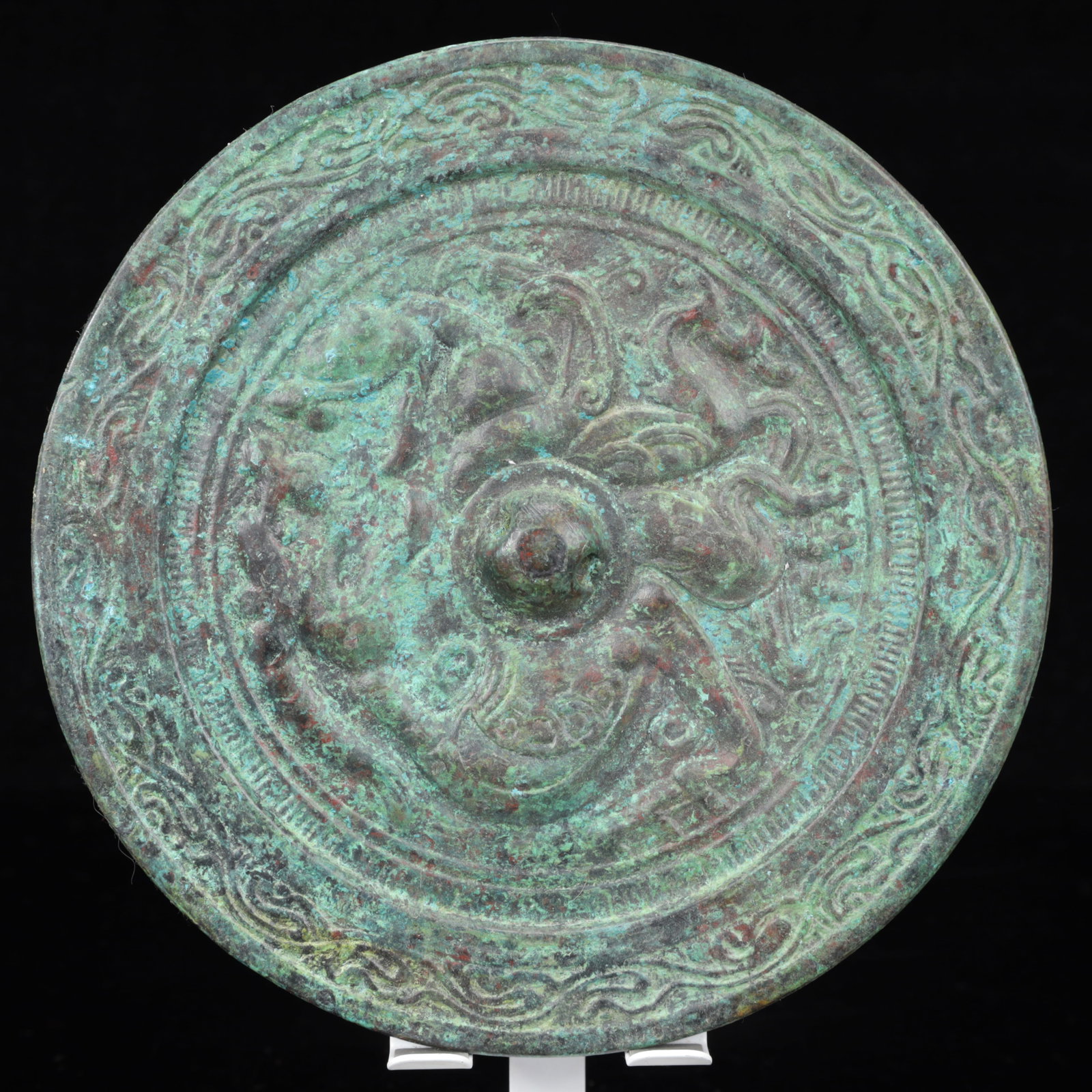 An Archaic Bronze Dragon Pattern Round Mirror (1 of 9)
