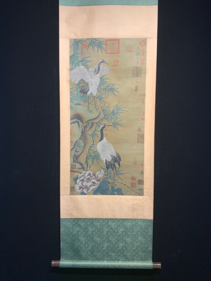 A Chinese Vertical Scroll Ink Painting of Flower and Bird on Silk,Zhao Ji (1 of 6)