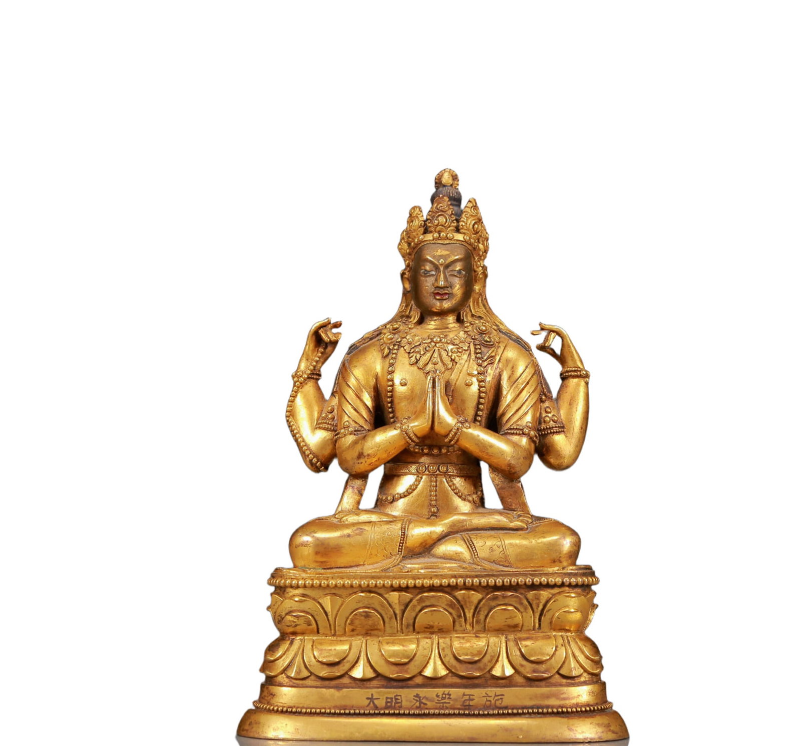A Solemn Gilt Bronze Statue of Four-arms Guanyin (1 of 7)