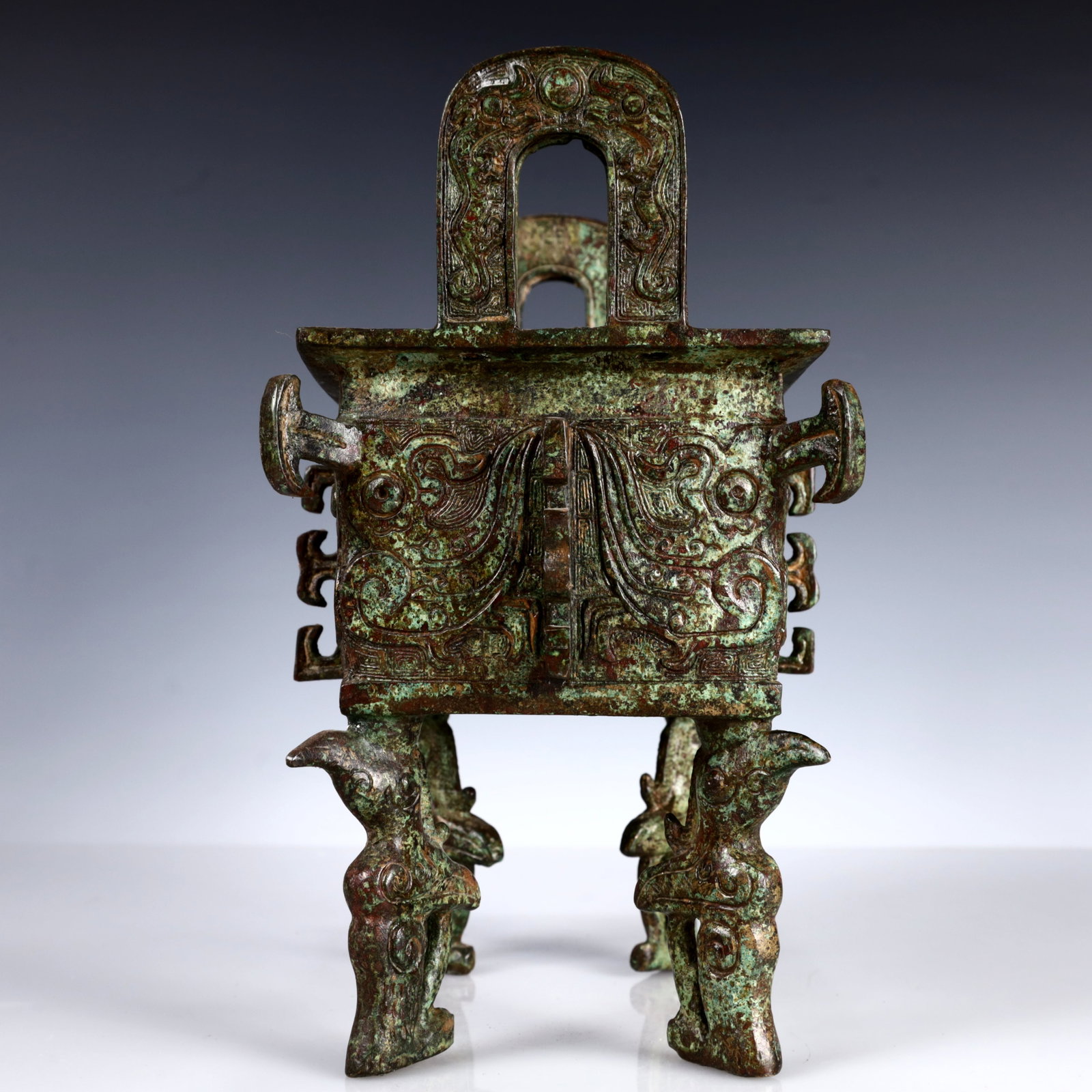 A Rare Bronze Elephant Pattern Ding - 12