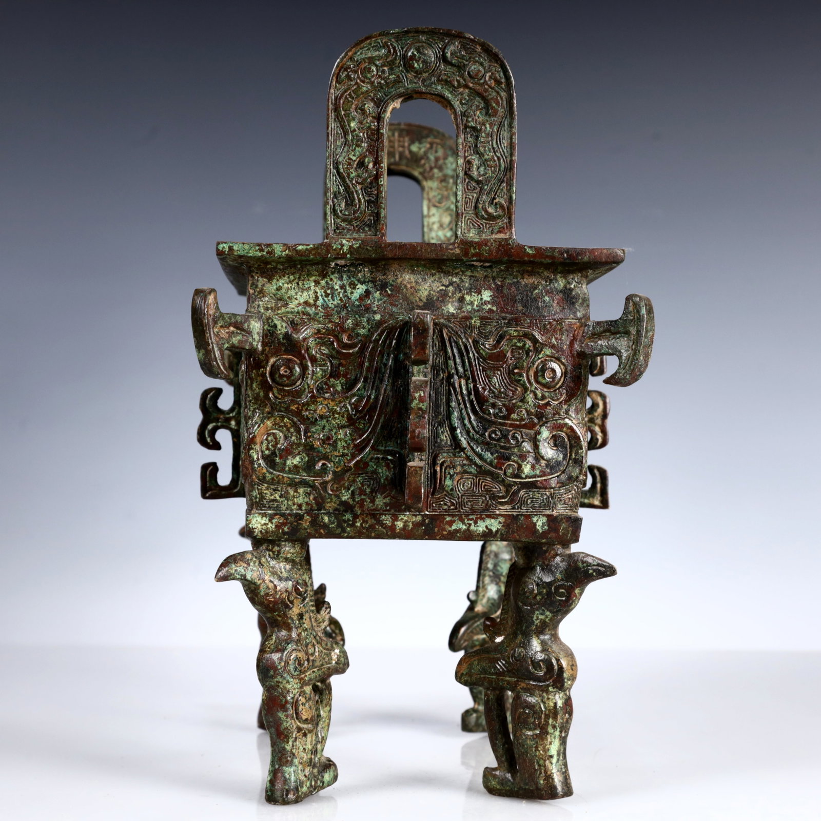 A Rare Bronze Elephant Pattern Ding - 6