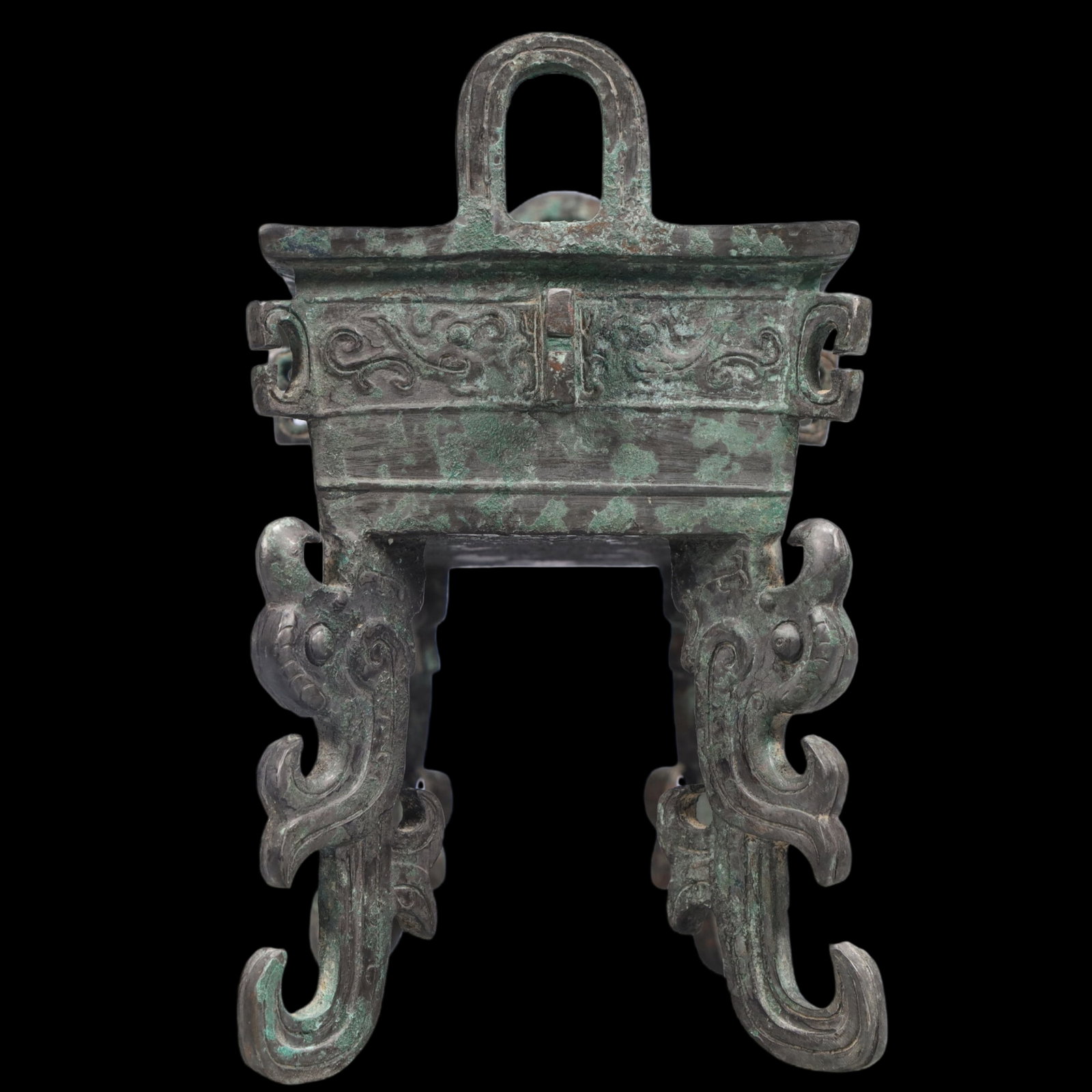 A Precious Bronze Phoenix Pattern Double-Ears Censer - 5