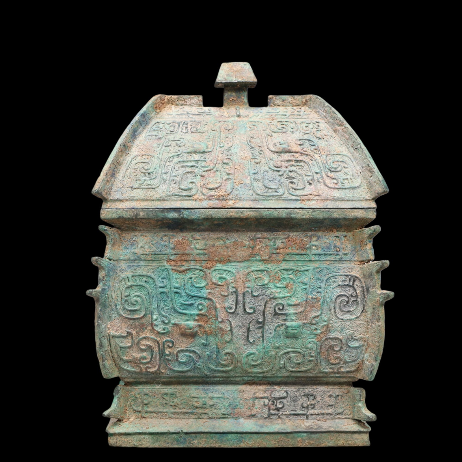 A Precious Bronze Beast-Face Pattern Jar with Cover (1 of 9)