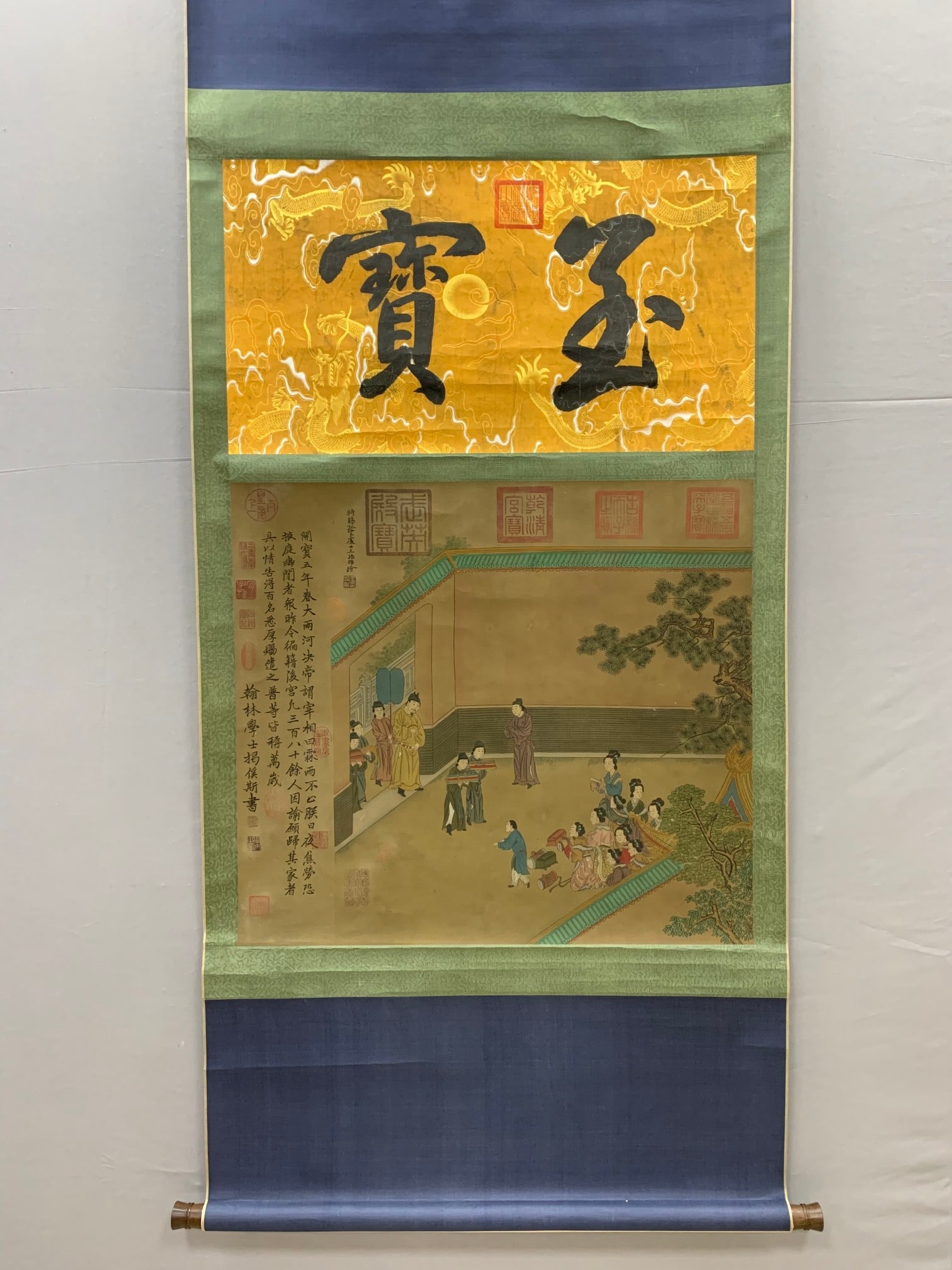 A Chinese Vertical Scroll Ink Painting of Character and Story on Silk,Wang Zhenpeng (1 of 9)