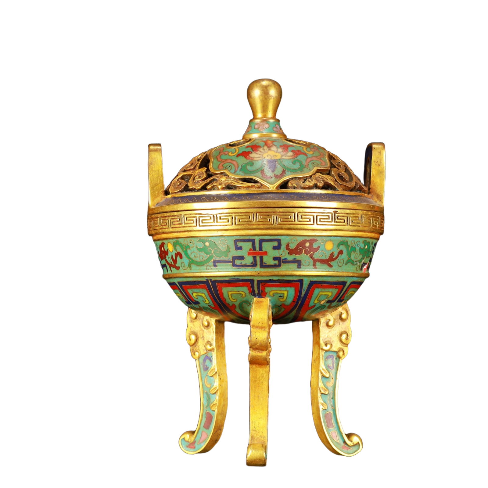 An Exquisite Cloisonne Flower Pattern Double-Ears and Tripod Censer (1 of 10)