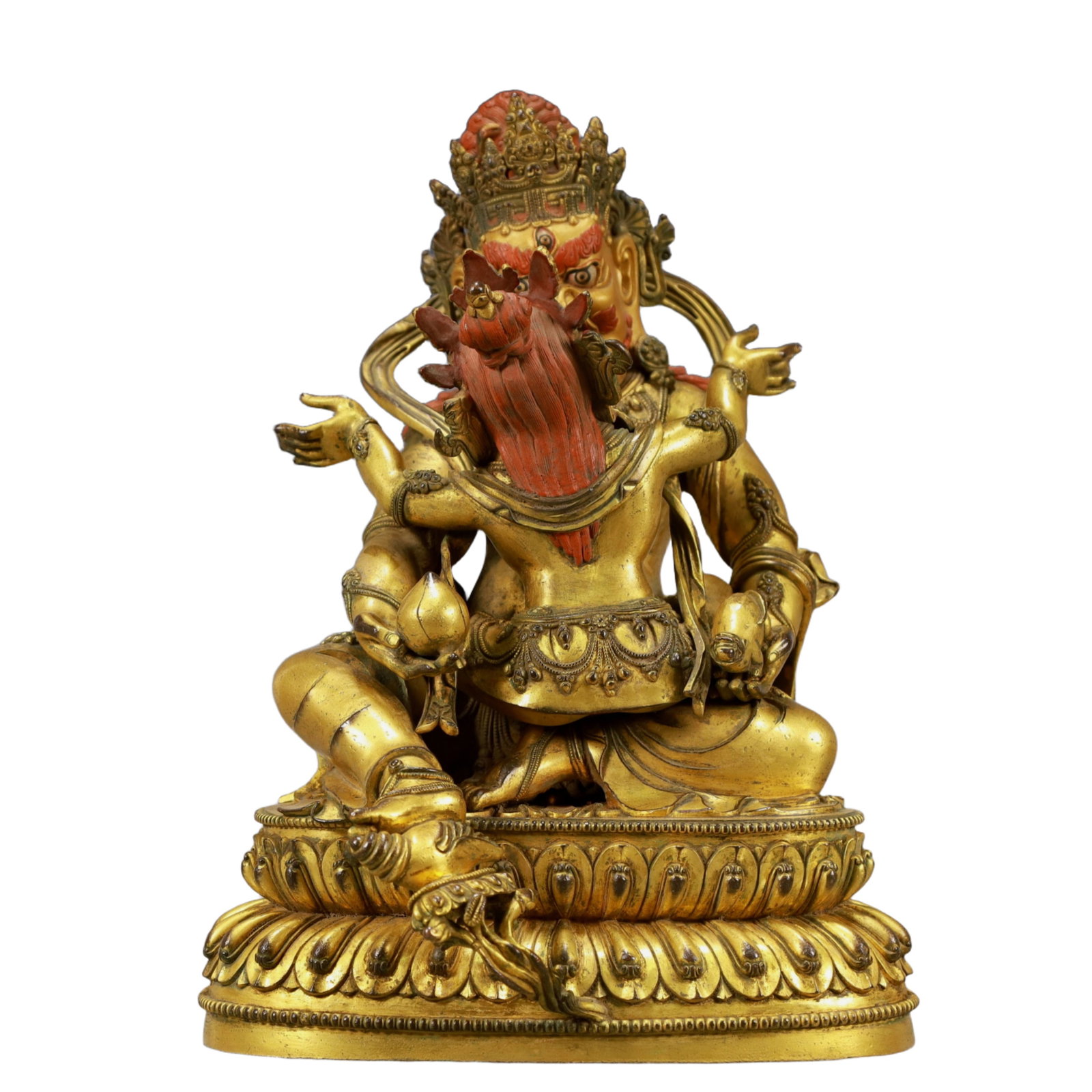A Solemn Gilt Bronze Statue of Mammon: A Solemn Gilt Bronze Statue of Mammon,Ming Dynasty, China,Size:8.3inx7.1inx11.4in,Weight:7000g 铜鎏金财神像,中国明代
