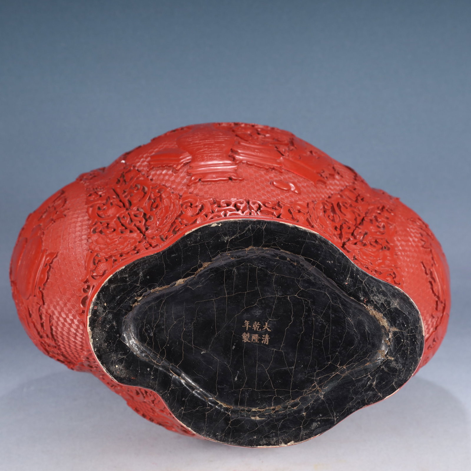 A Huge Carved Red Lacquer Flower Pattern Vase - 12