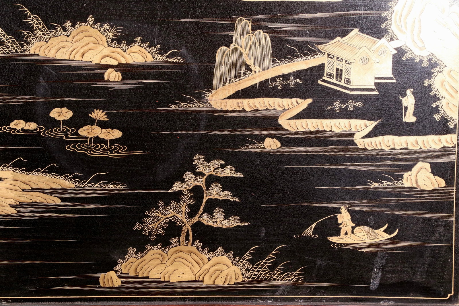An exquisite zitanwood lacquered gold-embedded elephant pattern table screen - 13