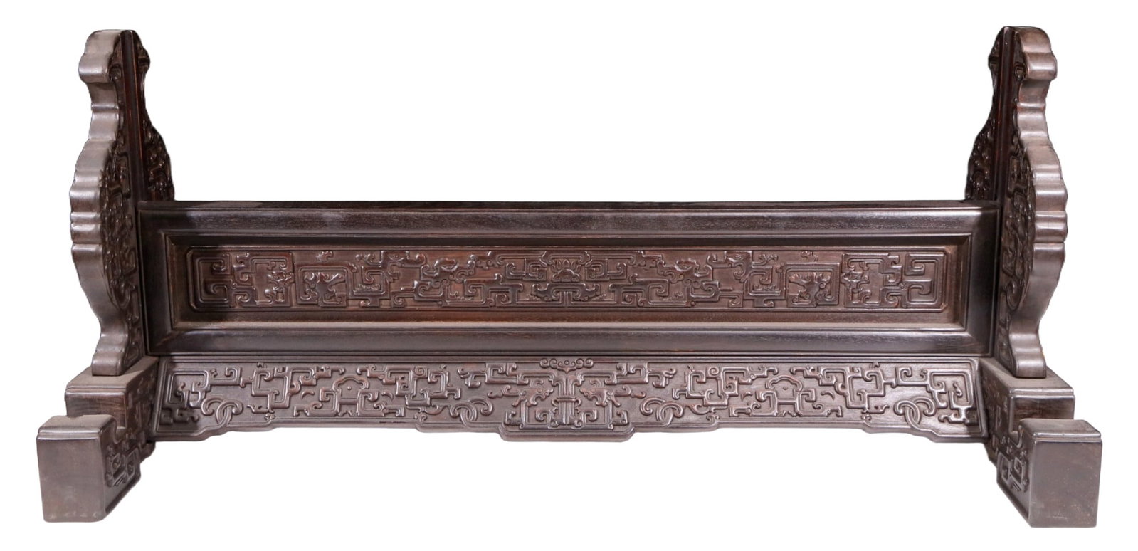 An exquisite zitanwood lacquered gold-embedded elephant pattern table screen - 15