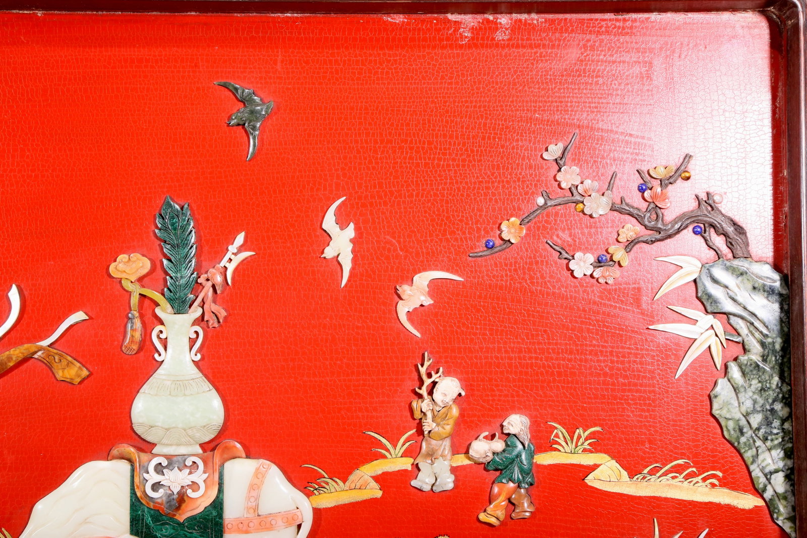 An exquisite zitanwood lacquered gold-embedded elephant pattern table screen - 6