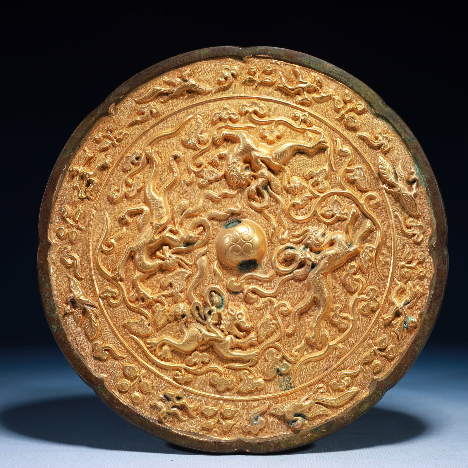 An Exquisite Gilt Bronze Auspicious Beast Pattern Mirror (1 of 4)