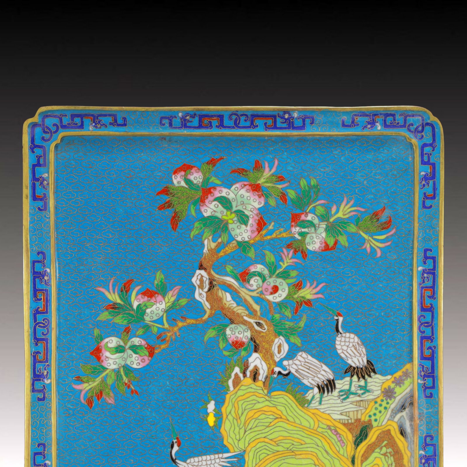 A Rare Cloisonne Pine and Crane Pattern Table Screen - 10