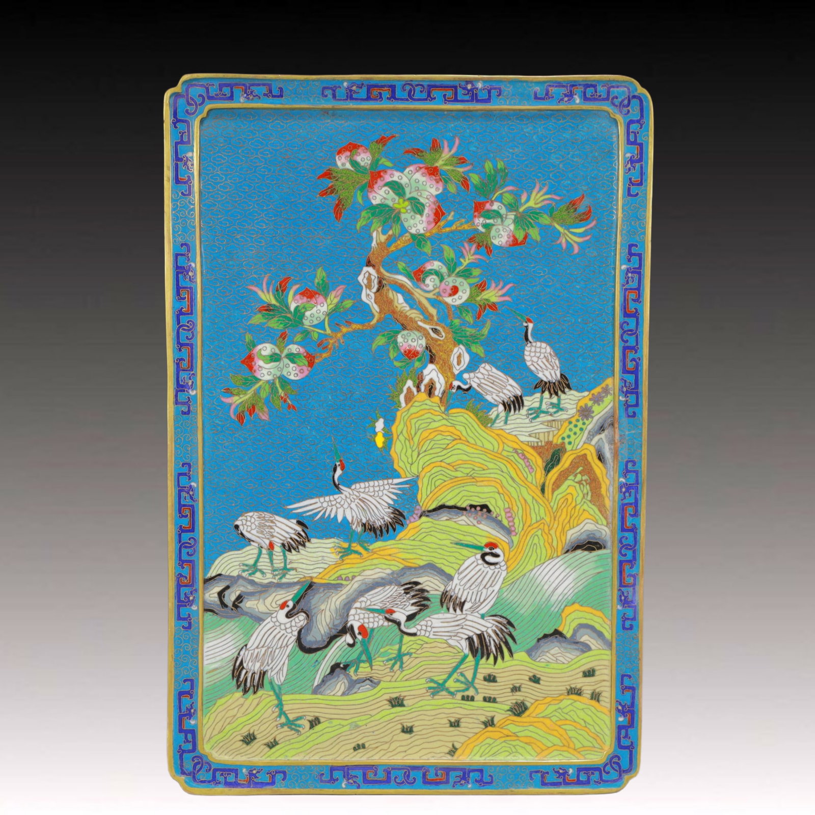 A Rare Cloisonne Pine and Crane Pattern Table Screen - 13