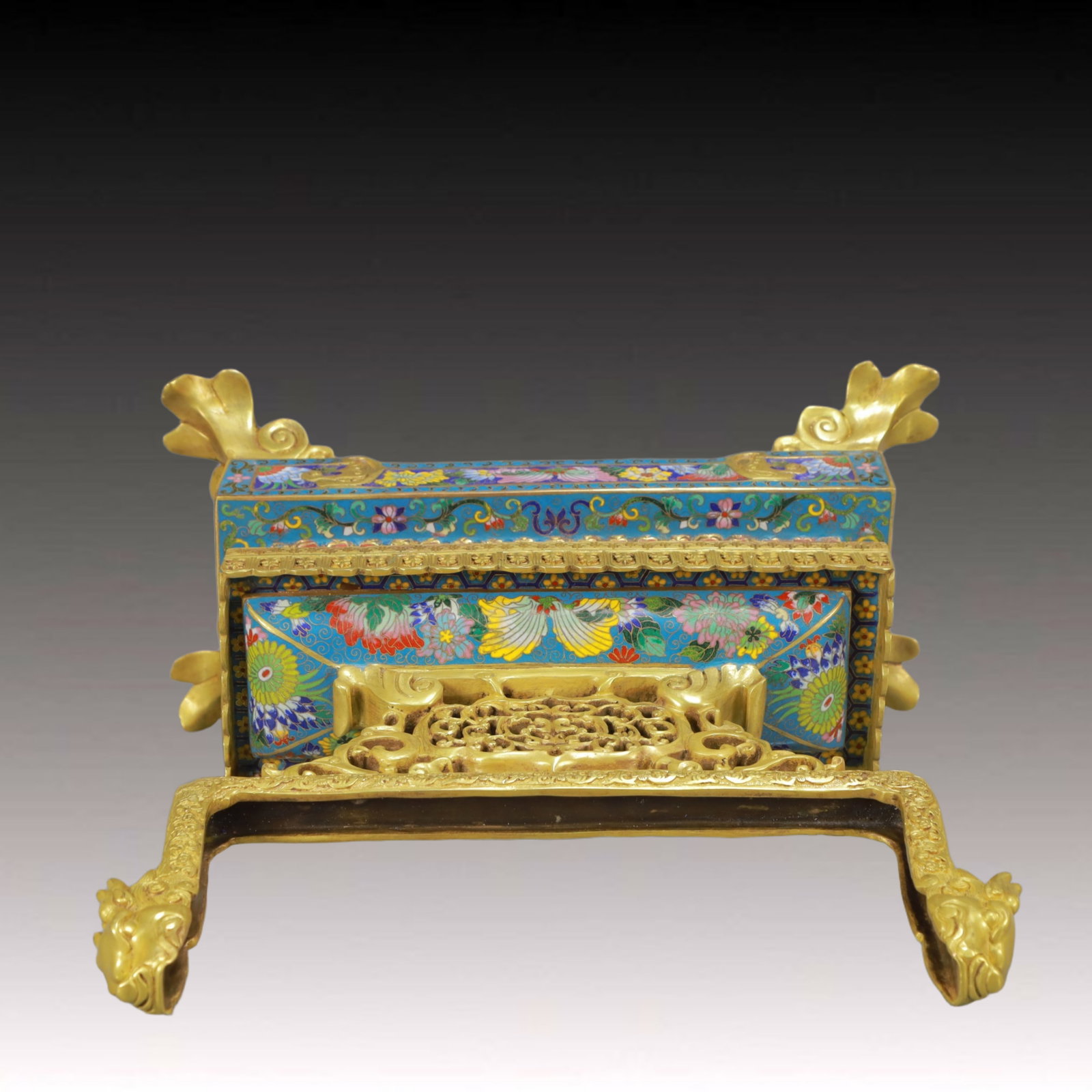 A Rare Cloisonne Pine and Crane Pattern Table Screen - 15