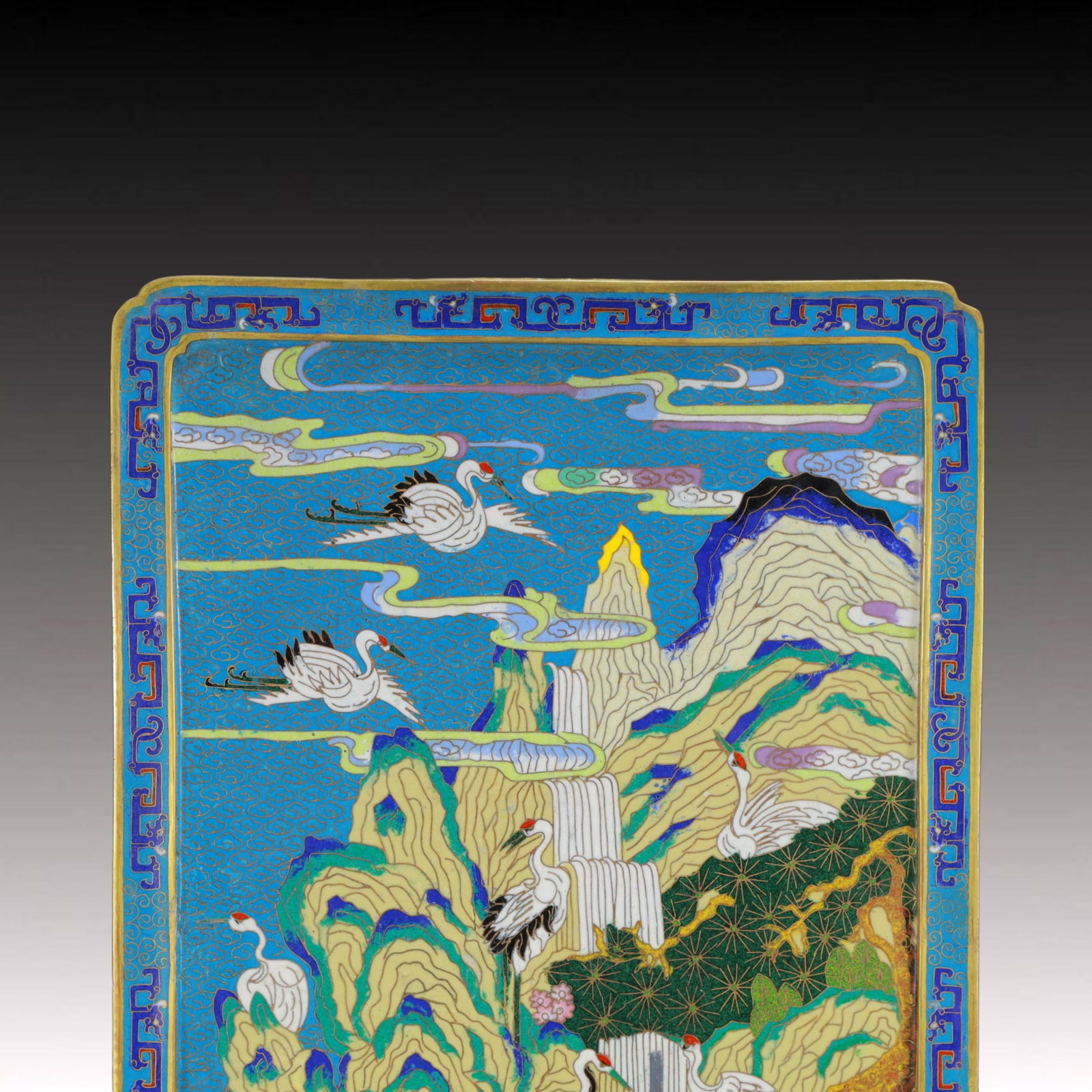 A Rare Cloisonne Pine and Crane Pattern Table Screen - 3