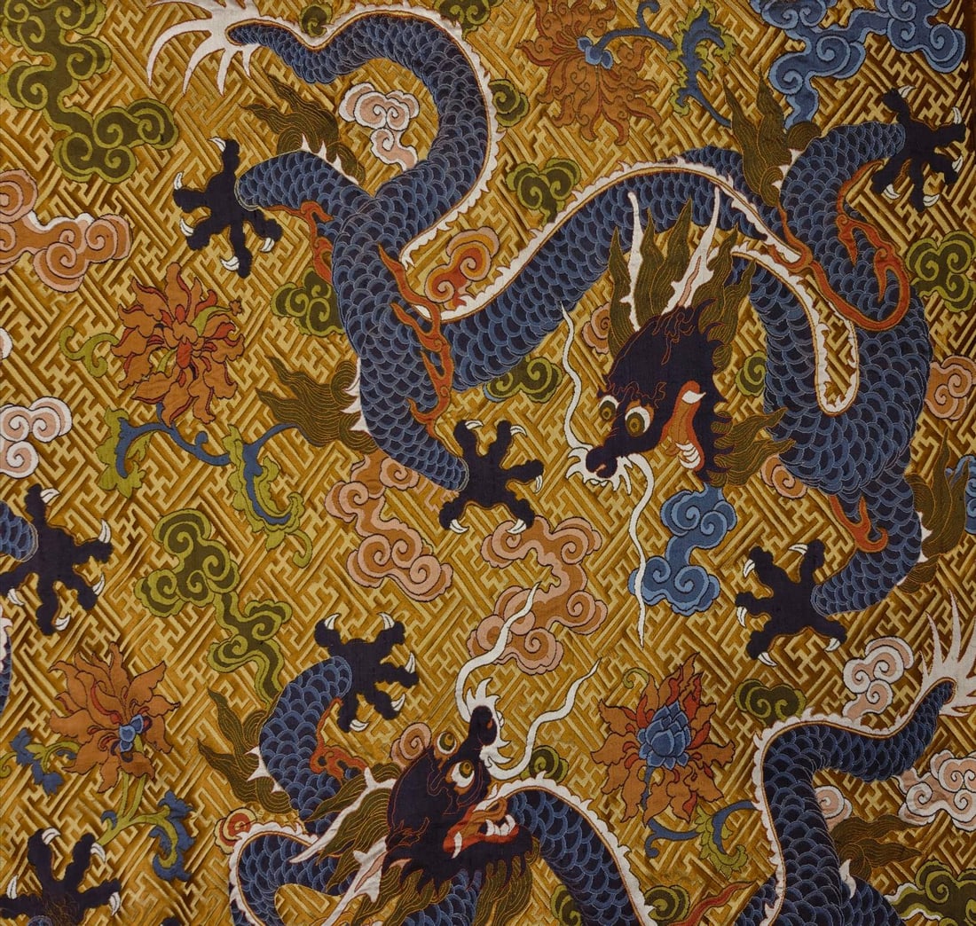 An exquisite seawater dragon pattern cloud brocade - 4