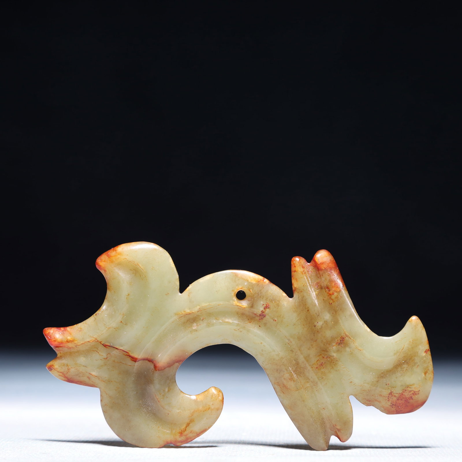 An Archaic Hongshan Culture White Jade Pendant: An Archaic Hongshan Culture White Jade Pendant,Ancient Time,China,Size:3.7inx2in,Weight:27.2g