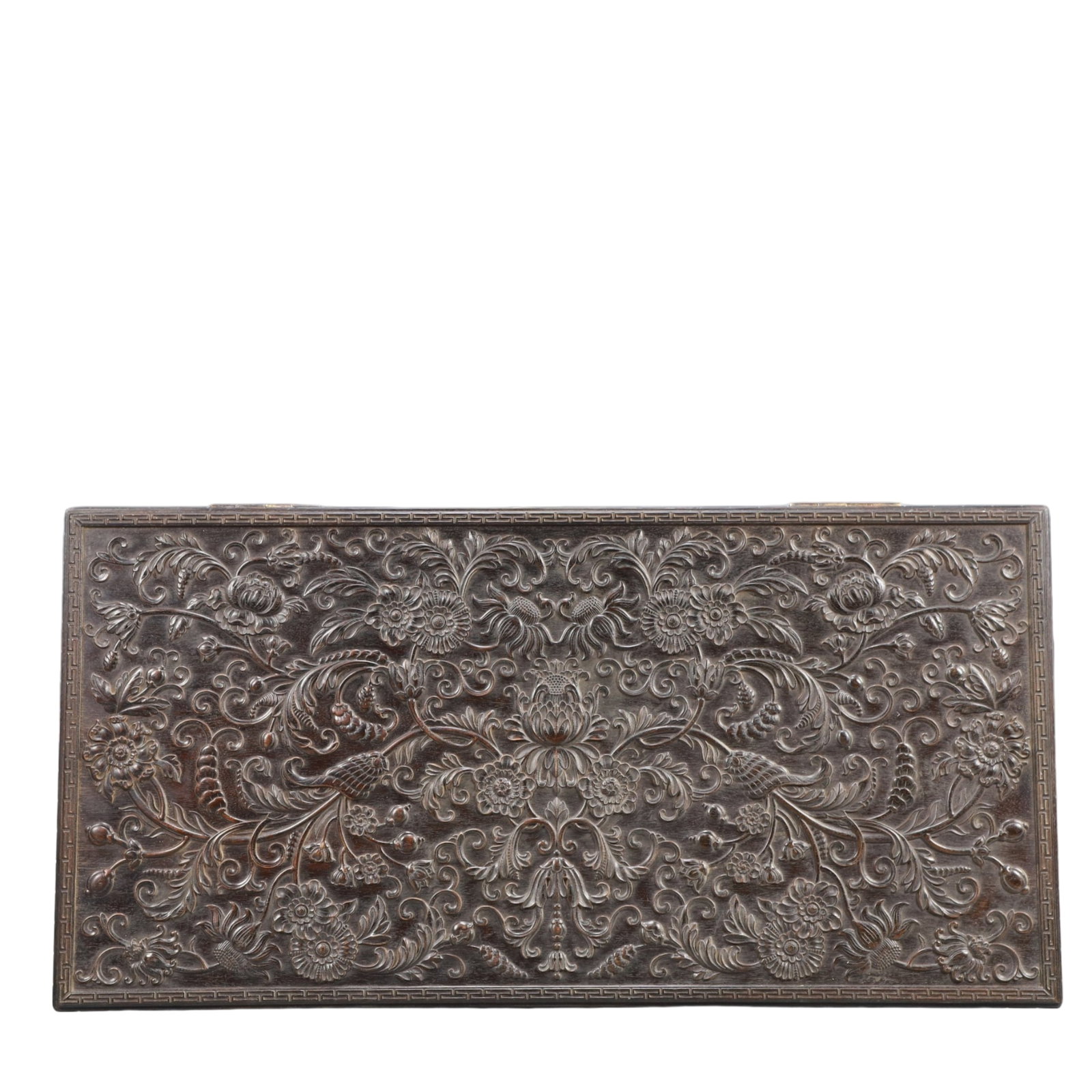 A Huge Zitanwood Lotus Pattern Box: A Huge Zitanwood Lotus Pattern Box,Qing Dynasty, China,Size:23.6inx11.8inx11.8in,Weight:7000g 紫檀木缠枝莲纹箱,中国清代