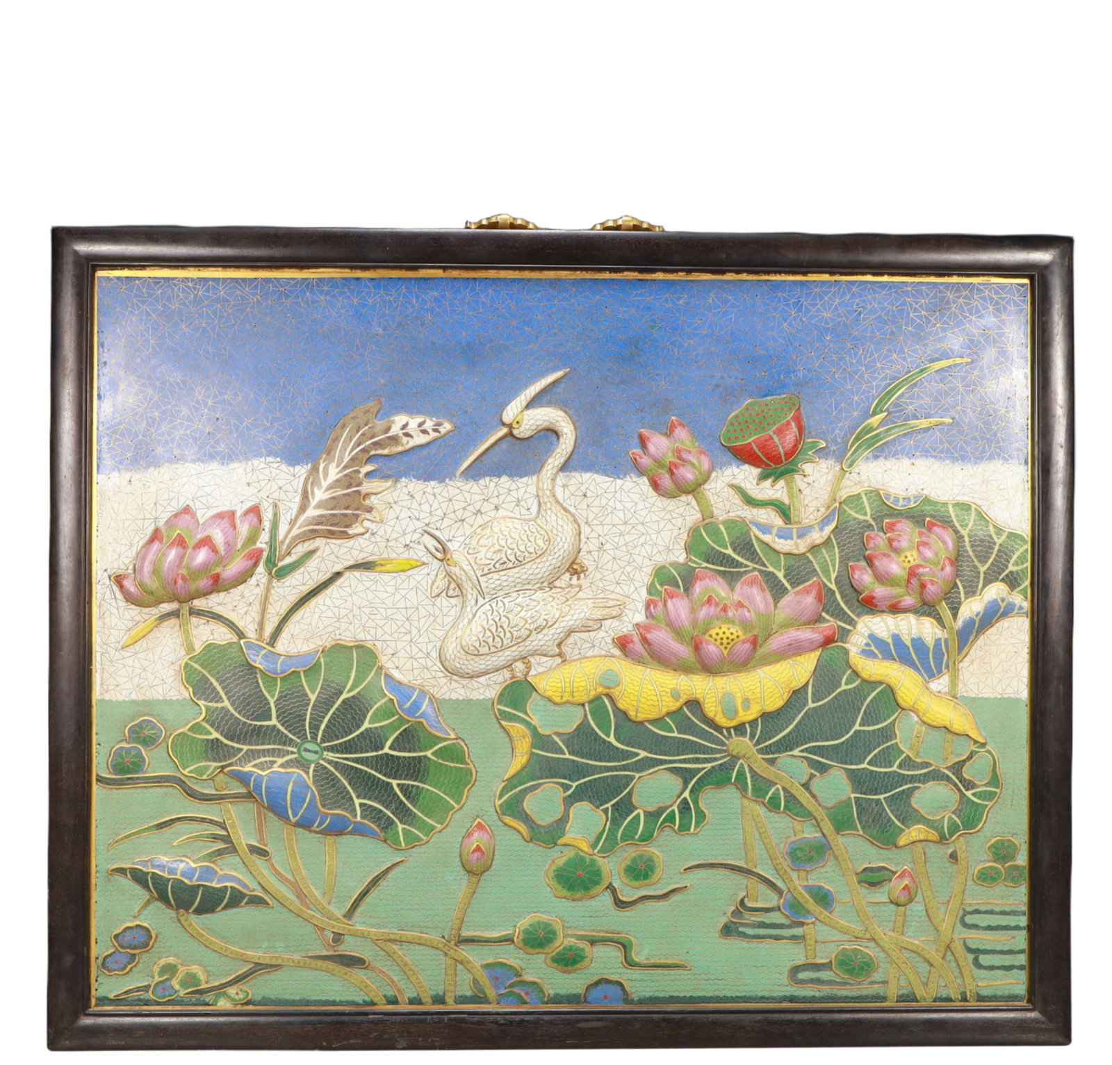 A Huge Cloisonne Flower and Bird Pattern Hanging Panel (1 of 6)
