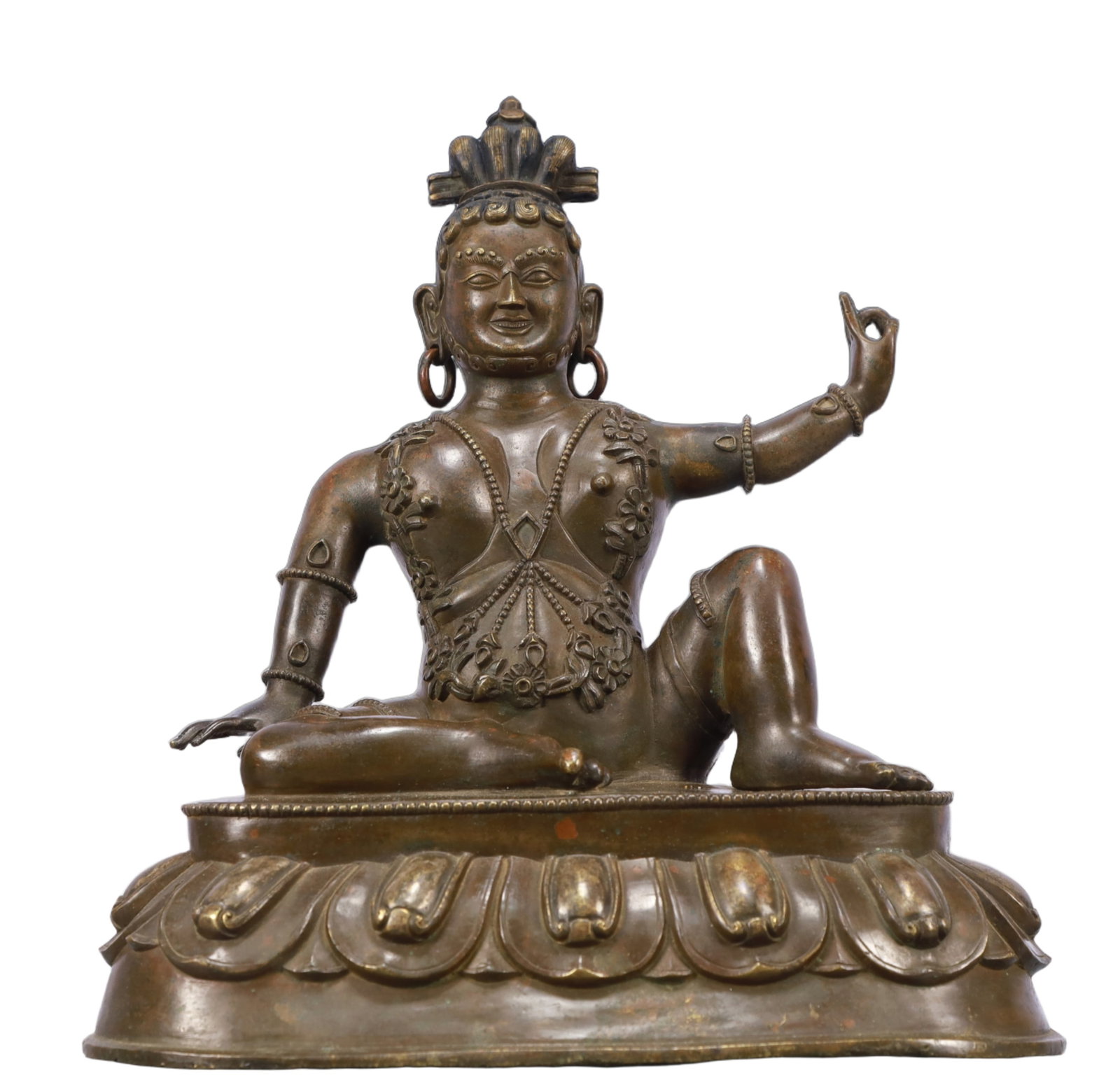 A Solemn Bronze Statue of Bodhisattva: A Solemn Bronze Statue of Bodhisattva,Qing Dynasty, China,Size:11inx7.1inx12in,Weight:5250g 铜菩萨像,中国清代