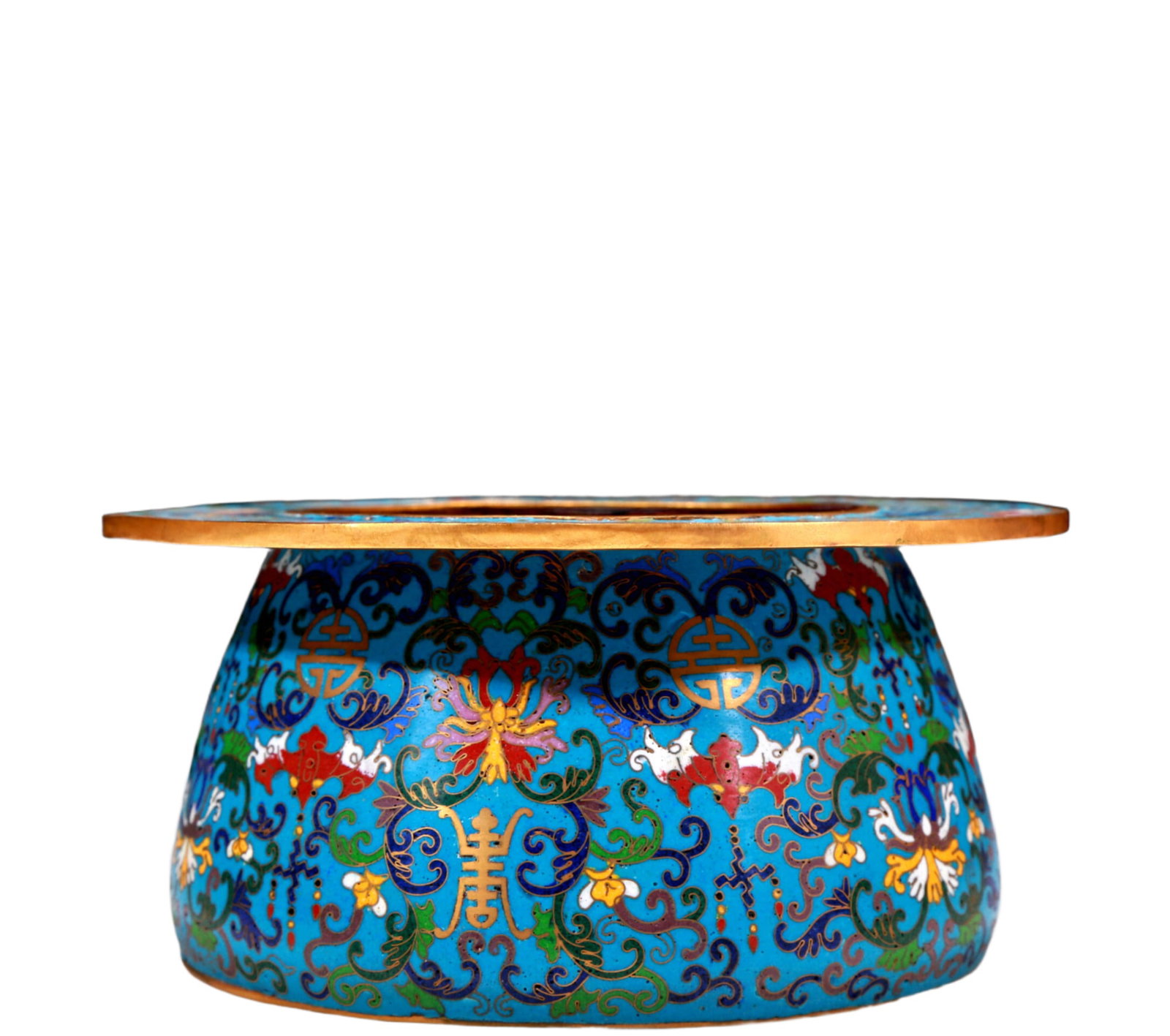 An Elaborate Cloisonne 'Scrolling Lotus& Bat' Jardiniere (1 of 5)