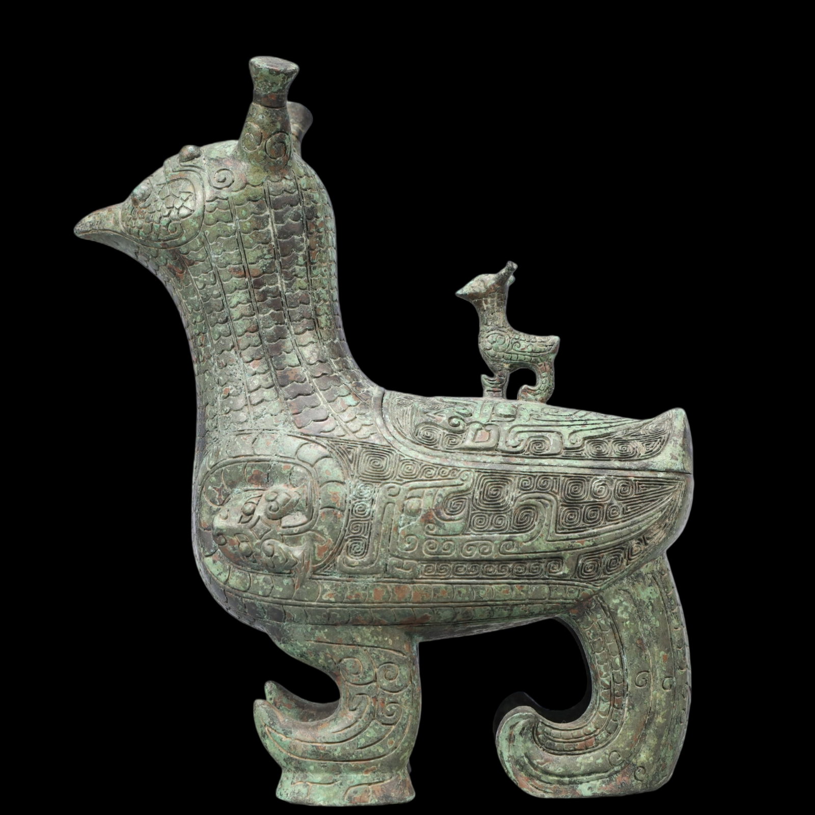 A Rare Bronze Auspicious Bird-Shaped Jar,With Inscription (1 of 16)