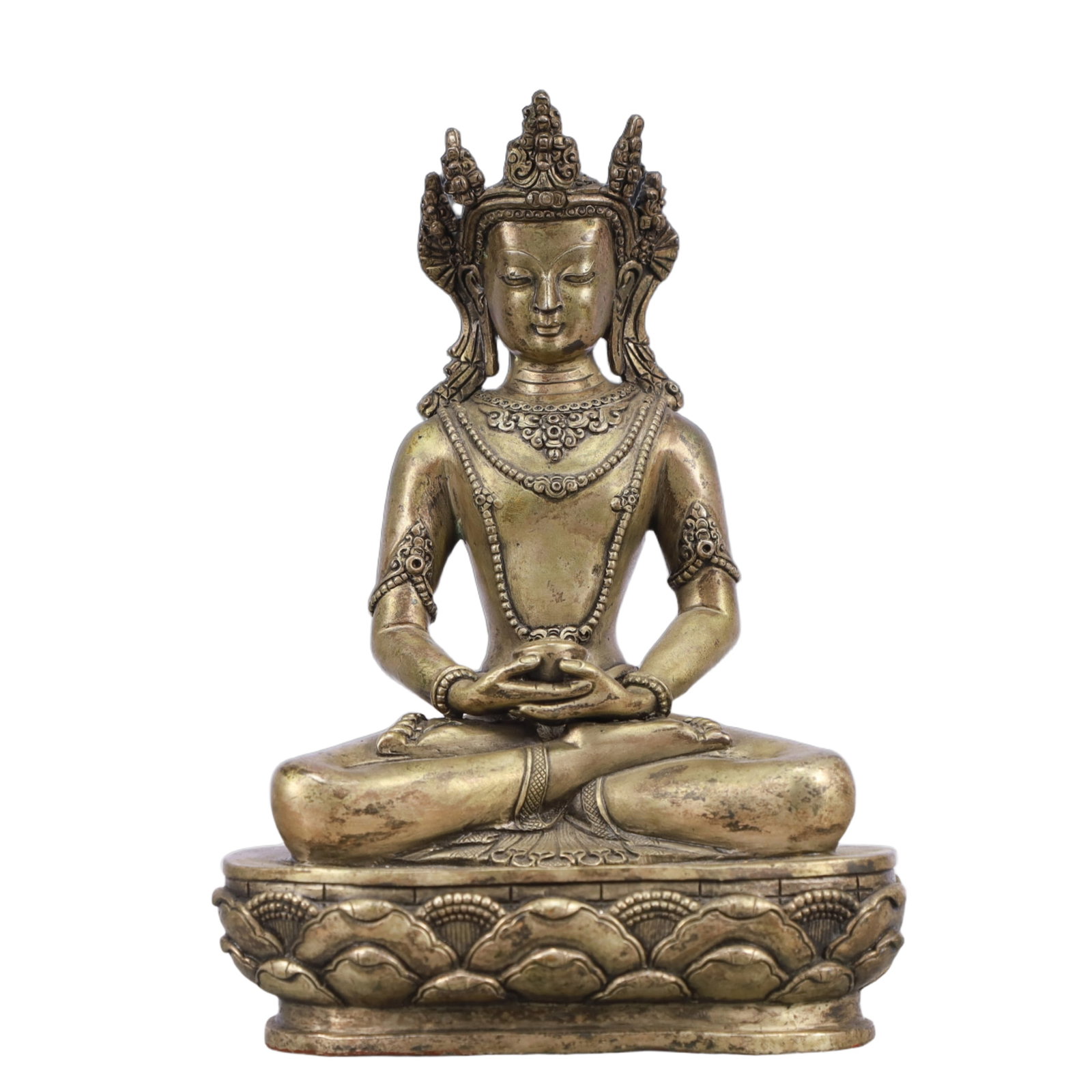 A Solemn Bronze Statue of Sakyamuni: A Solemn Bronze Statue of Sakyamuni,Qing Dynasty, China,Size:5.9inx3.9inx9.1in,Weight:2050g 铜释迦摩尼像,中国清代