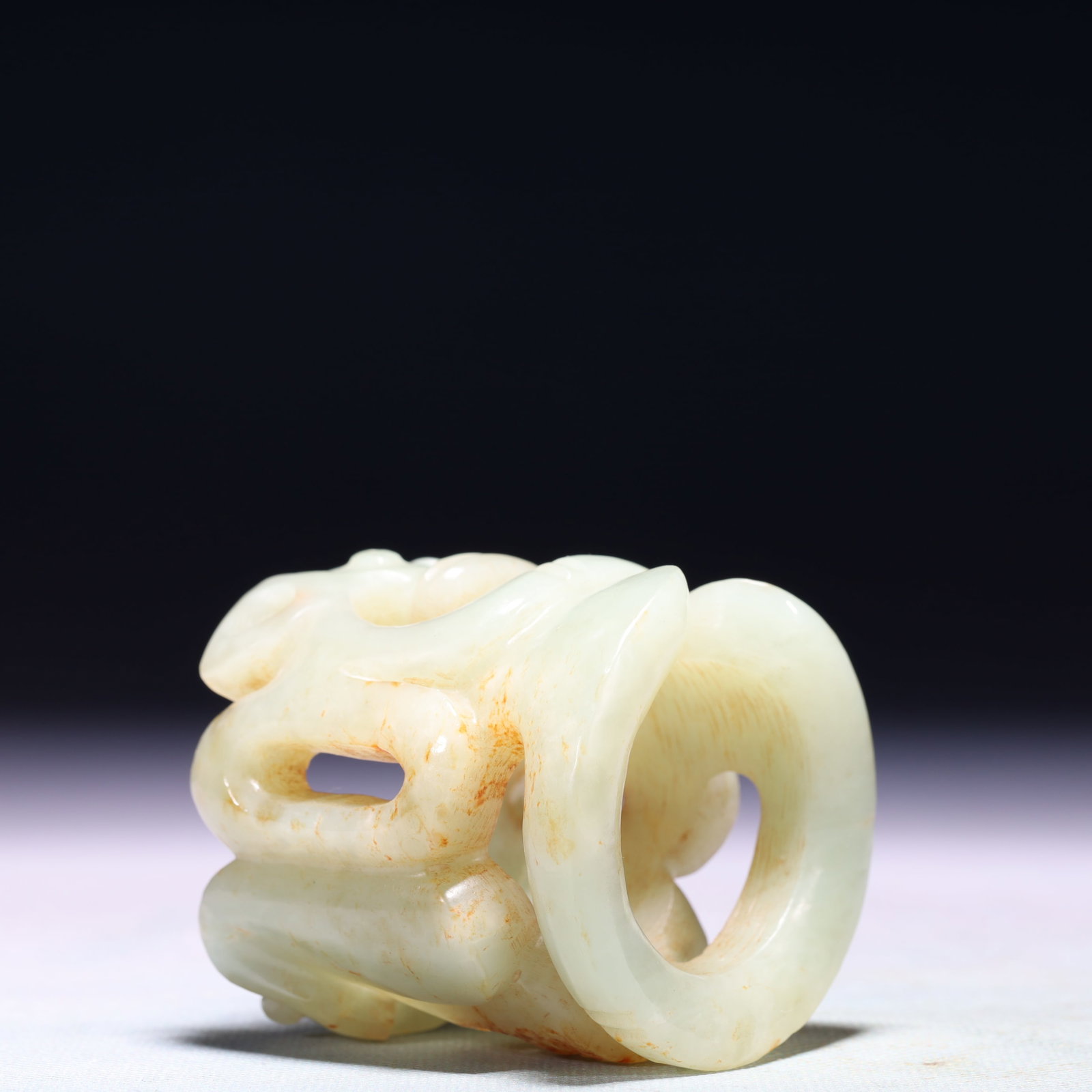 An Exquisite White Jade Beast Thumb Ring - 6