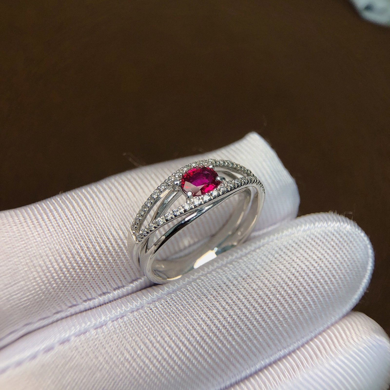 0.52Ctw Sterling Silver Inlaid Natural Ruby Ring - 5