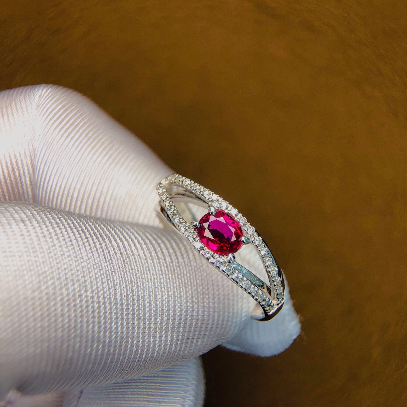 0.52Ctw Sterling Silver Inlaid Natural Ruby Ring - 6
