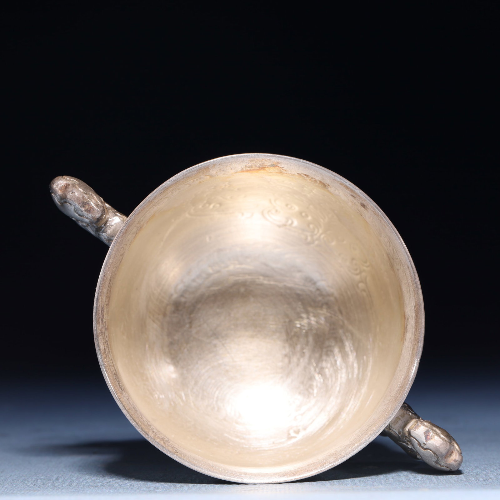 An Exquisite Silver Lotus Pattern Double-Ears Cup - 8