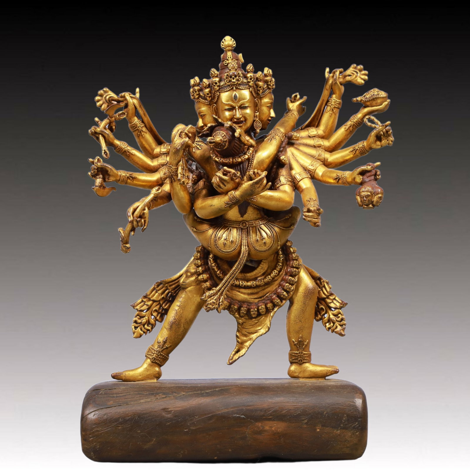 A Solemn Gilt Bronze Statue of Marici: A Solemn Gilt Bronze Statue of Marici, Qing Dynasty, China, Size:8.3inx4.1inx10.8in, Weight:2950g
