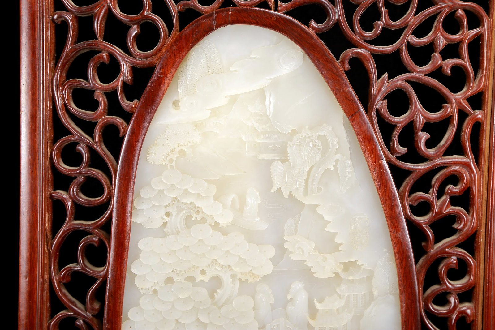 A Huge White Jade Landscape and Figure Pattern Table Screen - 4
