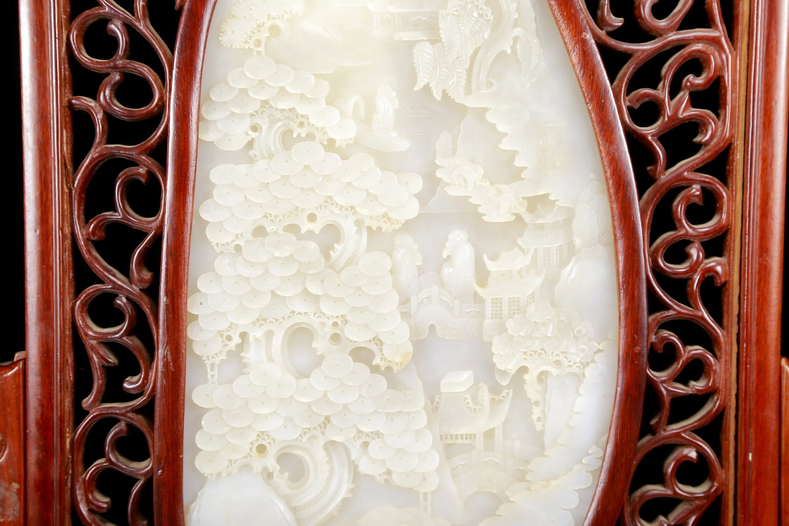 A Huge White Jade Landscape and Figure Pattern Table Screen - 5