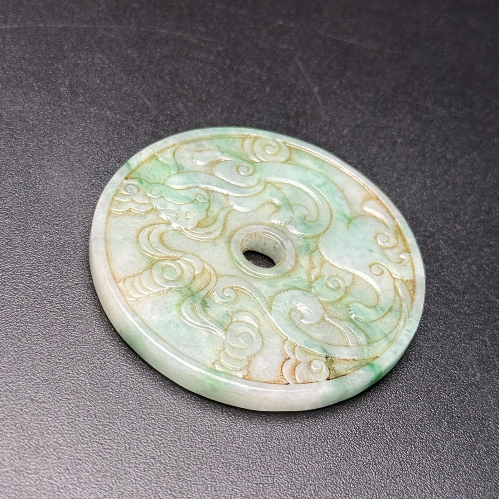An Exquisite Jadeite Chi-Dragon Pattern Pendant - 4