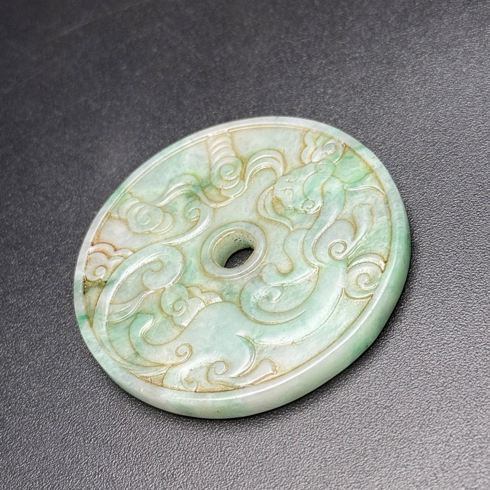 An Exquisite Jadeite Chi-Dragon Pattern Pendant - 5