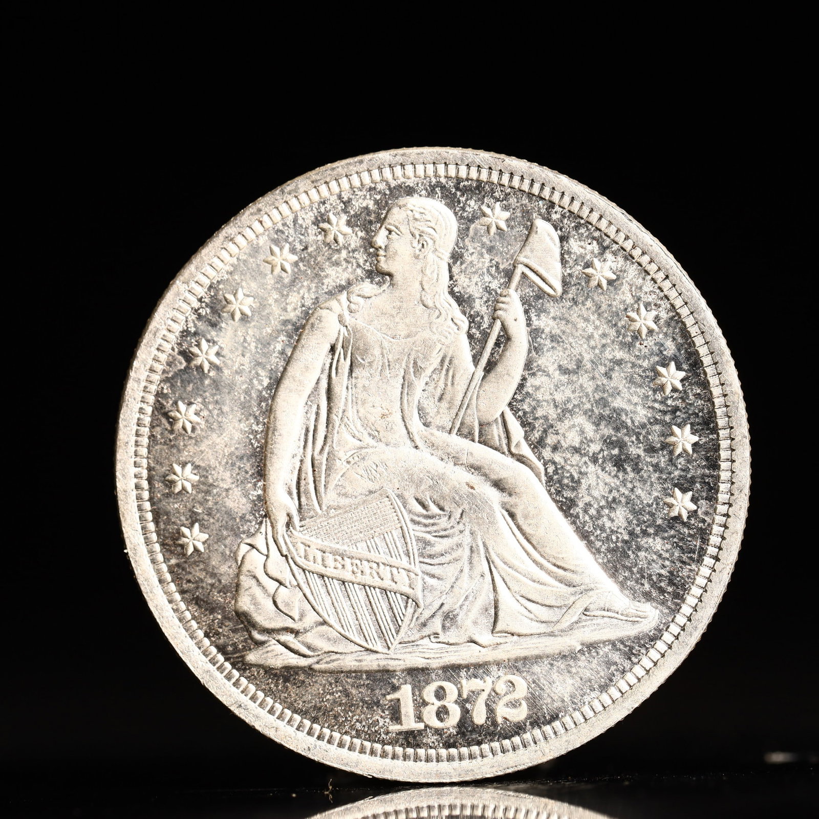 USA One Dollar 1872 Coin: American coin. IN GOD WE TRUST / LIBERTY / 1872 / UNITED STATES OF AMERICA / ONE DOL. Mint Mark: S.Weight:26.9g.