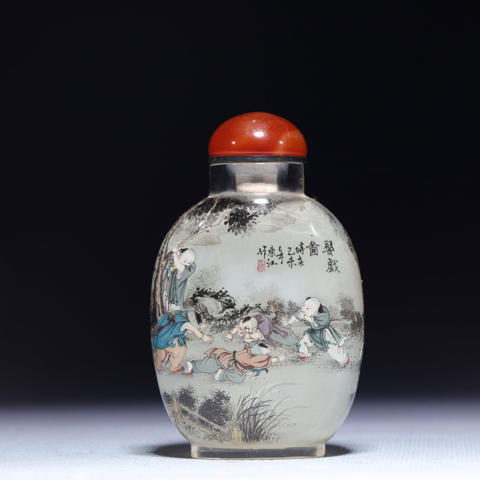 An Exquisite Glass Character and Story Pattern Snuff Bottle (1 of 8)