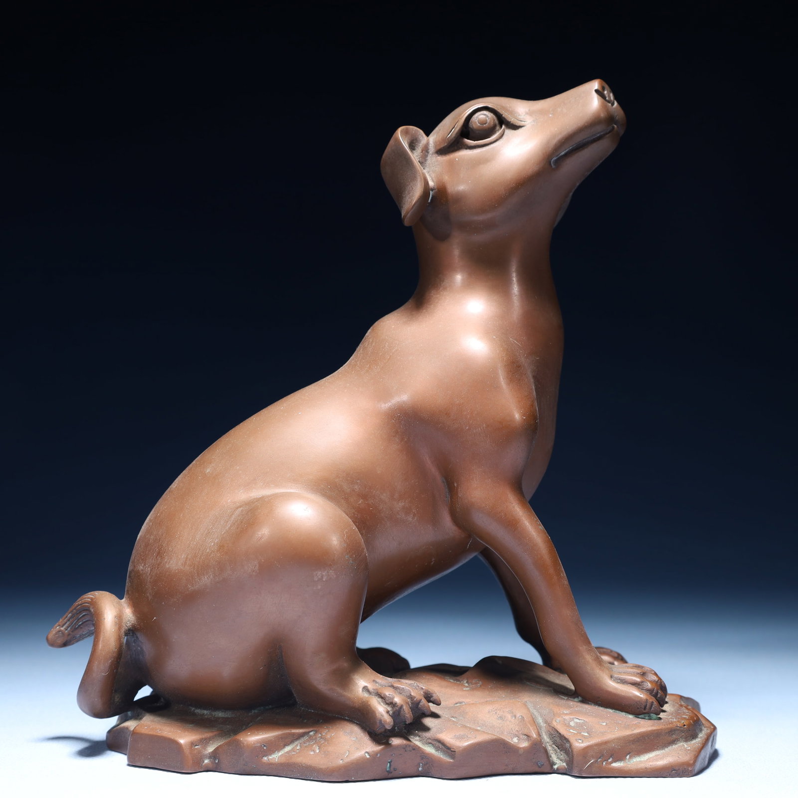 An Exquisite Bronze Dog Ornament: An Exquisite Bronze Dog Ornament,Qing Dynasty,China,Size:6.7inx3.9inx7.9in,Weight:2200g 铜犬摆件,中国清代