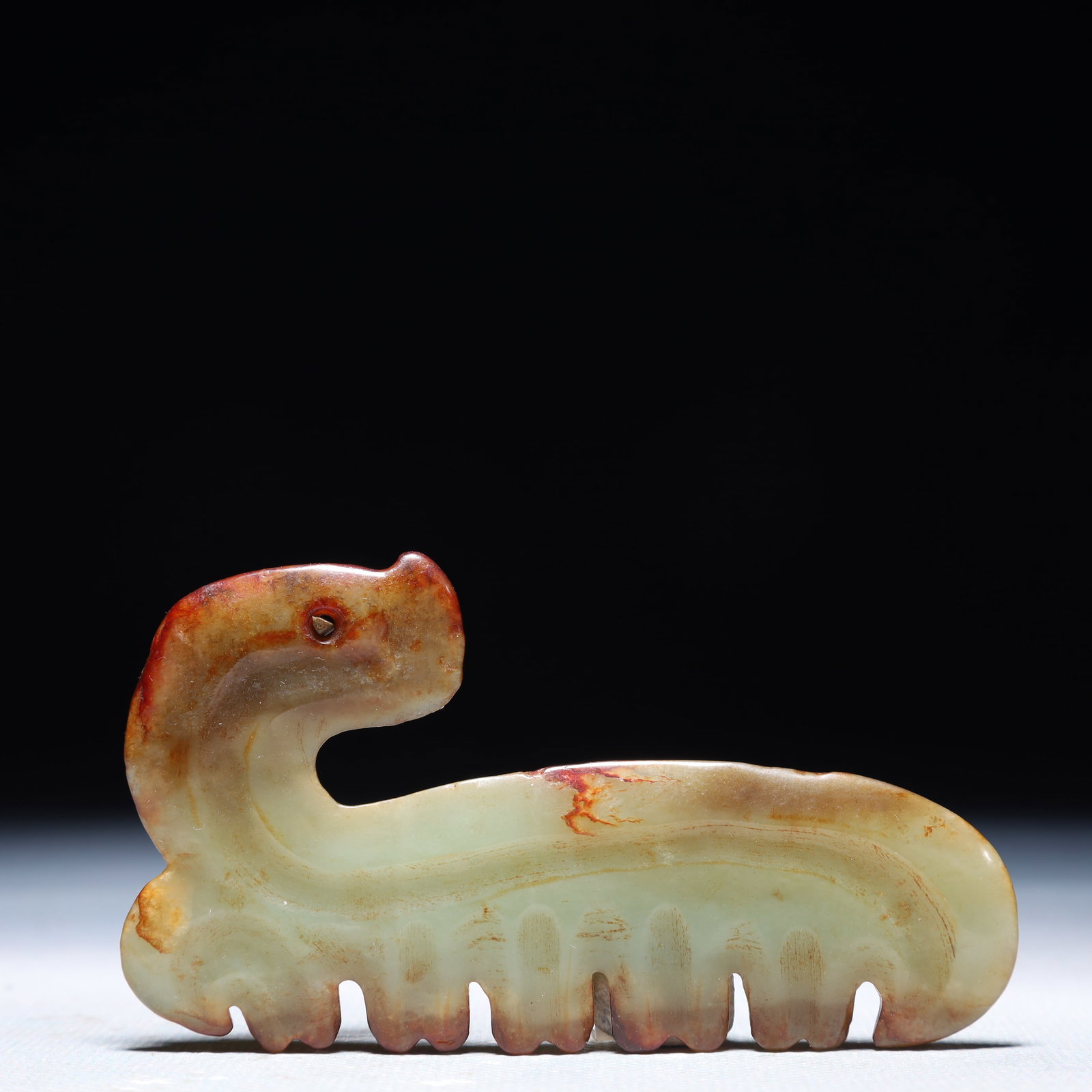 An Archaic Hongshan Culture Greenish Jade Pendant: An Archaic Hongshan Culture Greenish Jade Pendant,Ancient Time,China,Size:3.5inx2in,Weight:31.7g 红山文化青白玉挂件,中国新௾
