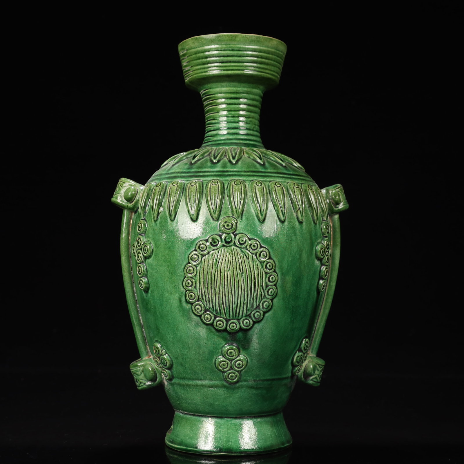 An Exquisite Tang Tri-Color Glazed Pottery Flower Pattern Vase (1 of 11)