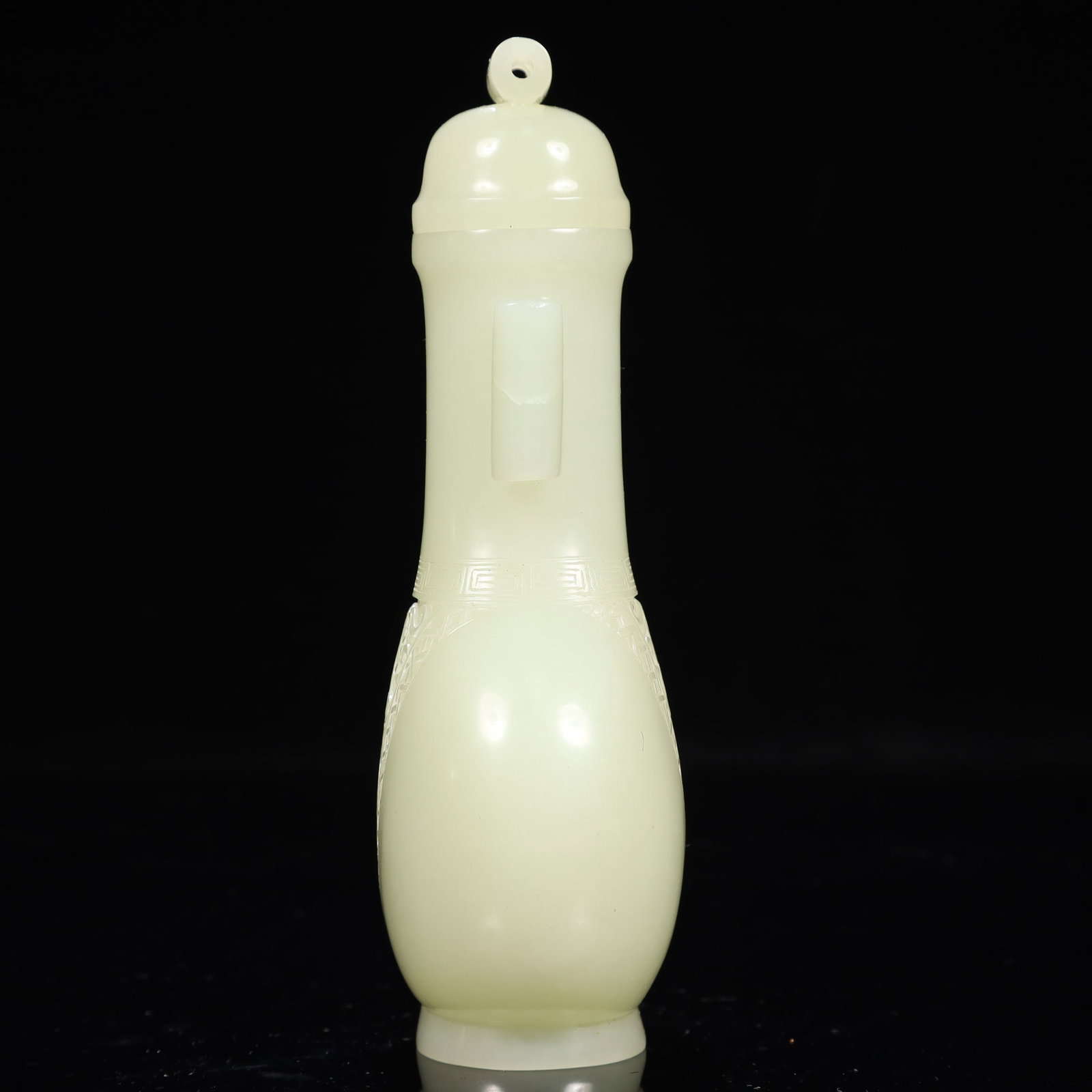 An Exquisite White Jade Flower Pattern Double-Ears Bottle - 5