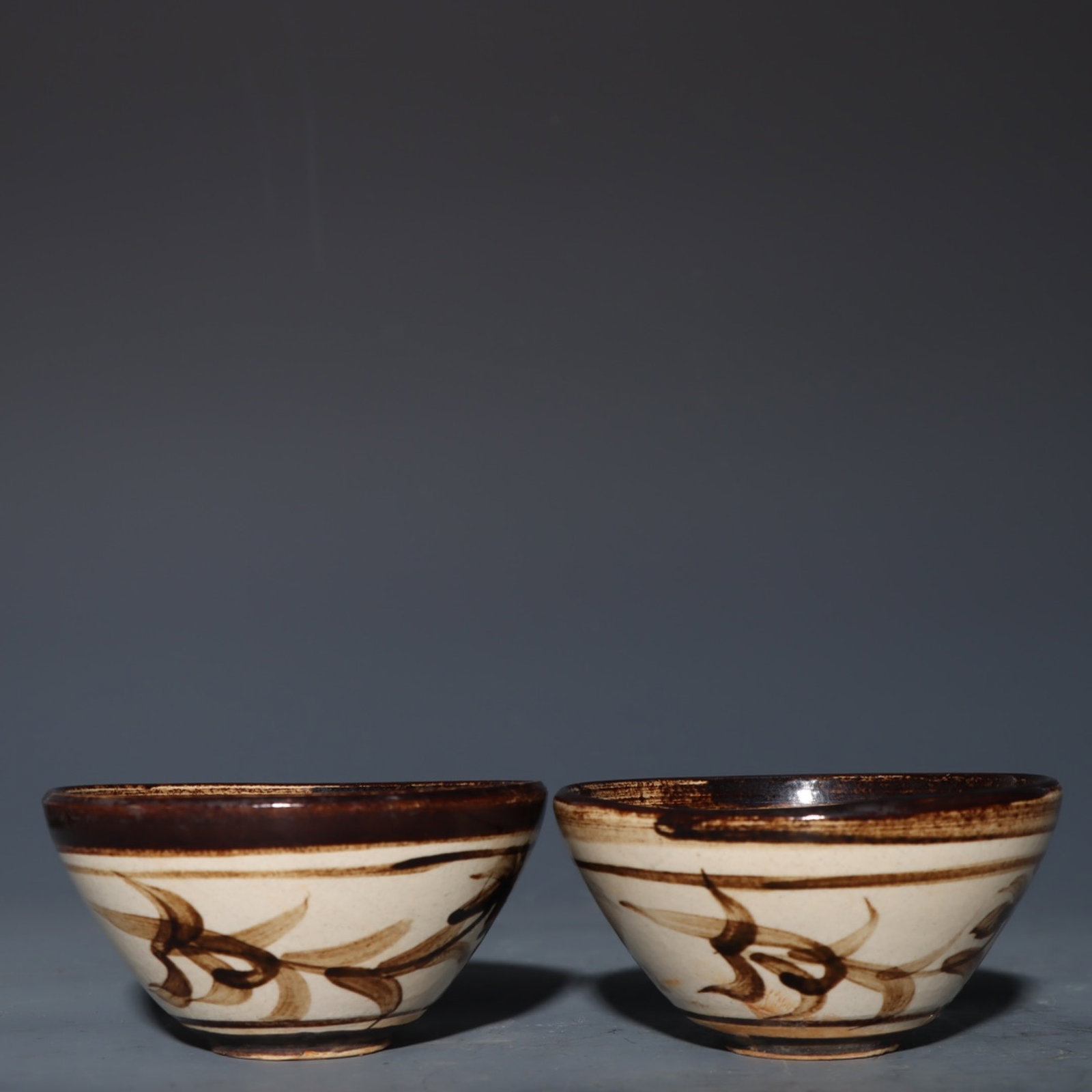 A Set of Fine Jizhou yao Painted Color Flower Pattern Cups: A Set of Fine Jizhou yao Painted Color Flower Pattern Cups,Song Dynasty,China,Size:2.4inx3.1in