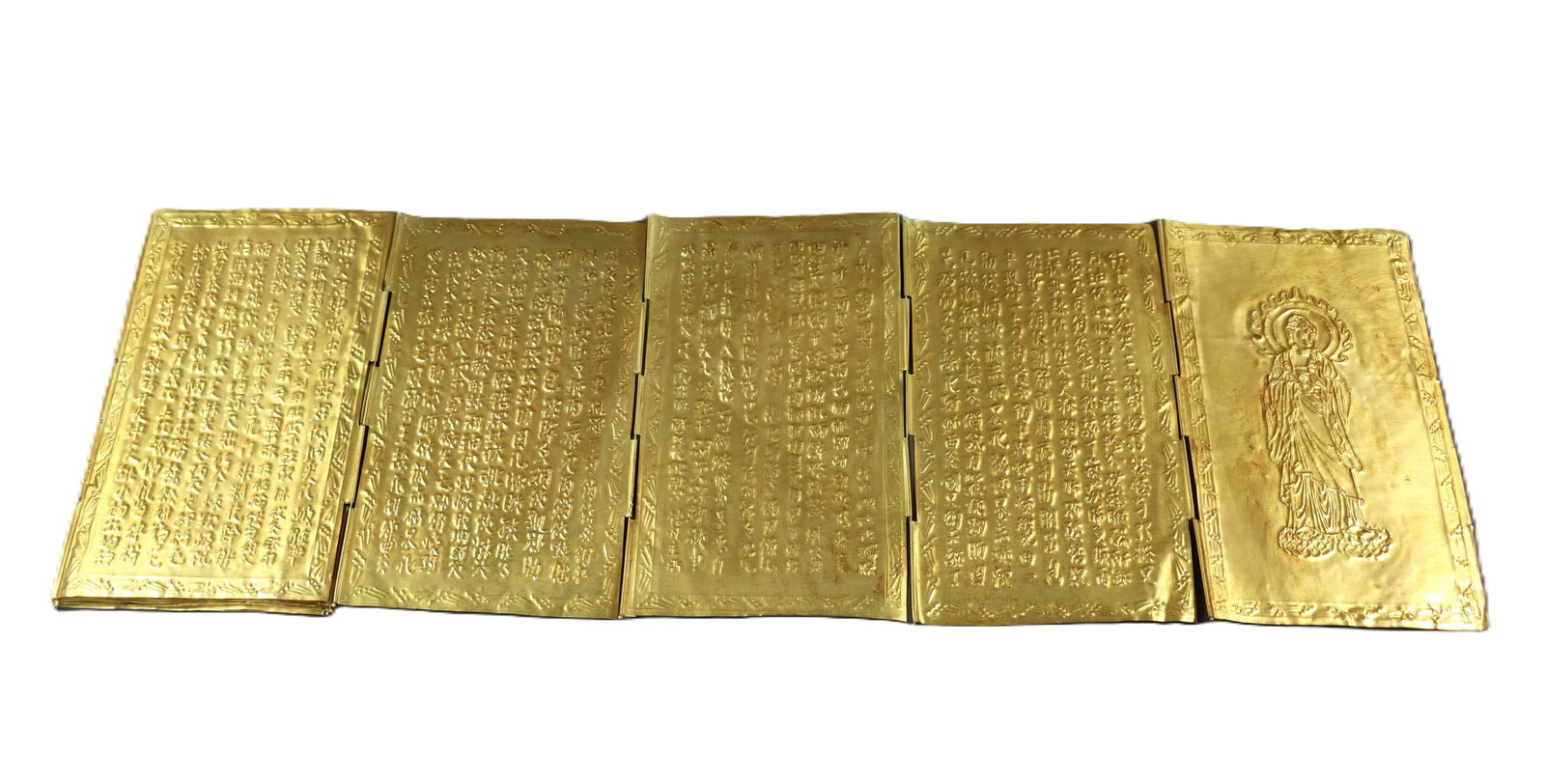 An Exquisite Gilt Bronze Figure Pattern Box,With Scriptures - 8