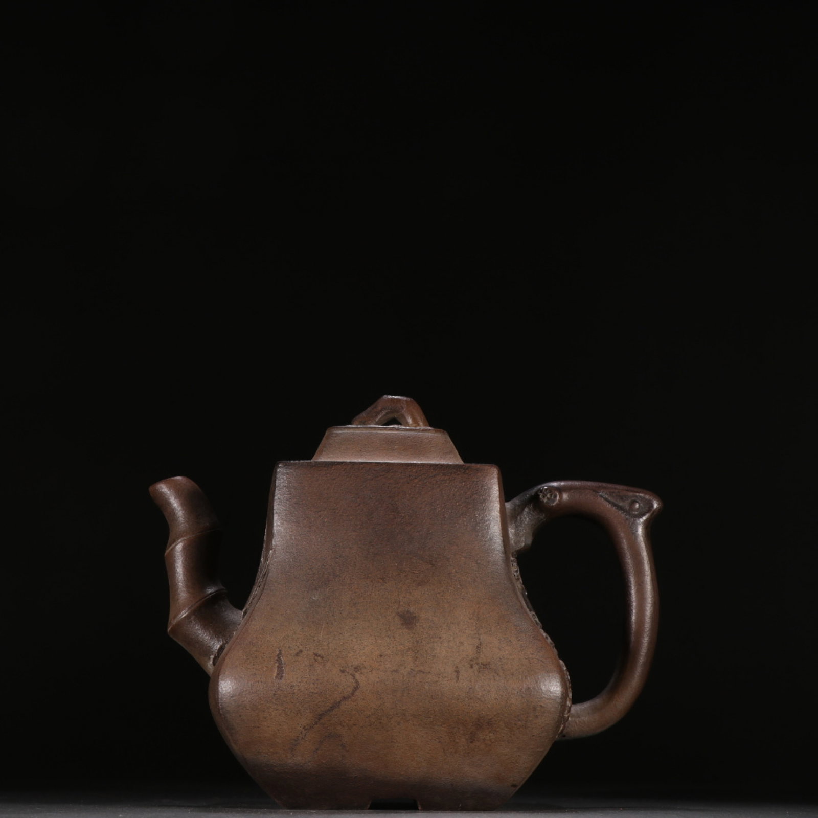 A Rare Purple Sands Plum Blossom and Bamboo Pattern Teapot (1 of 9)