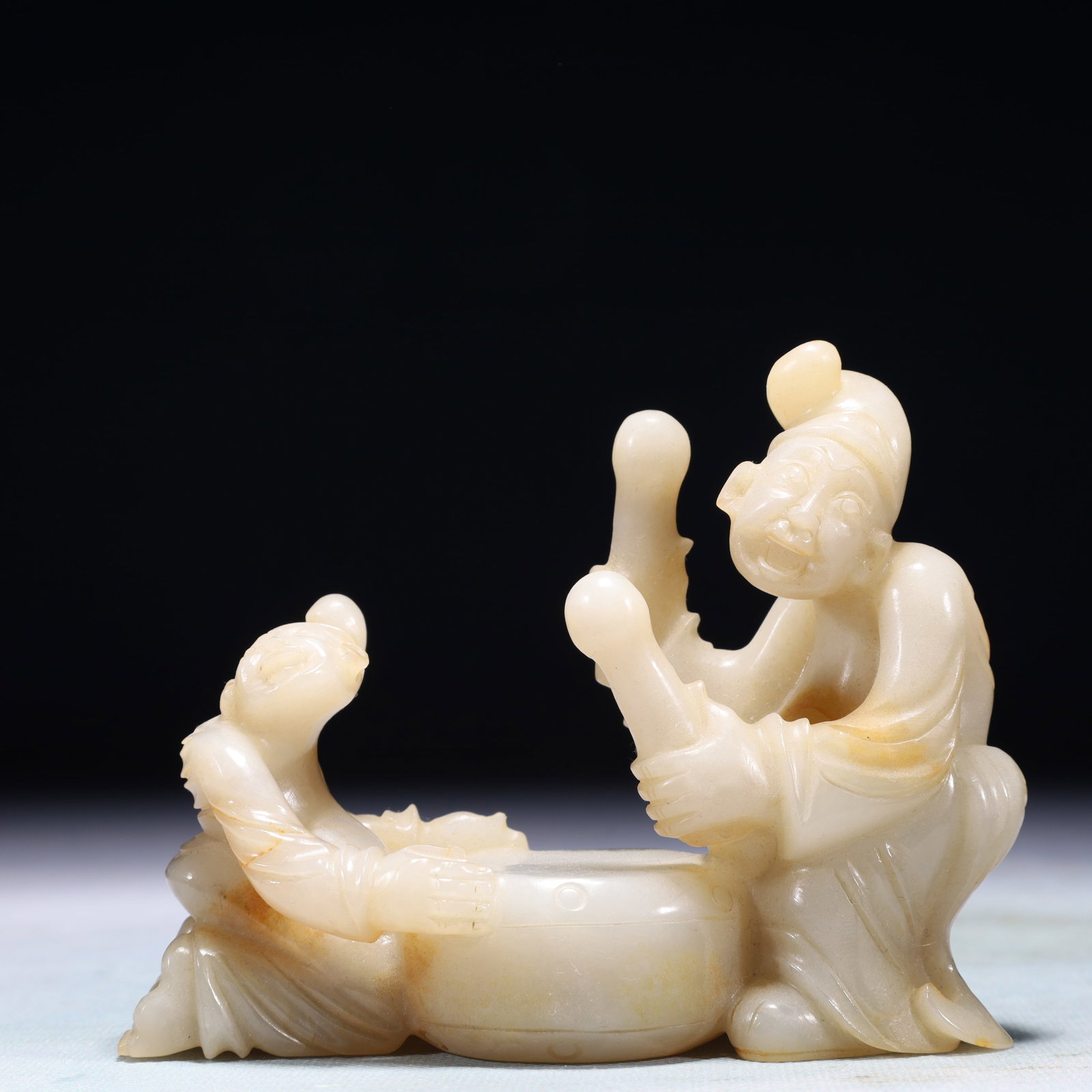 An Exquisite White Jade Figure Brush Washer: An Exquisite White Jade Figure Brush Washer,Qing Dynasty,China 白玉人物笔洗,中国清代
